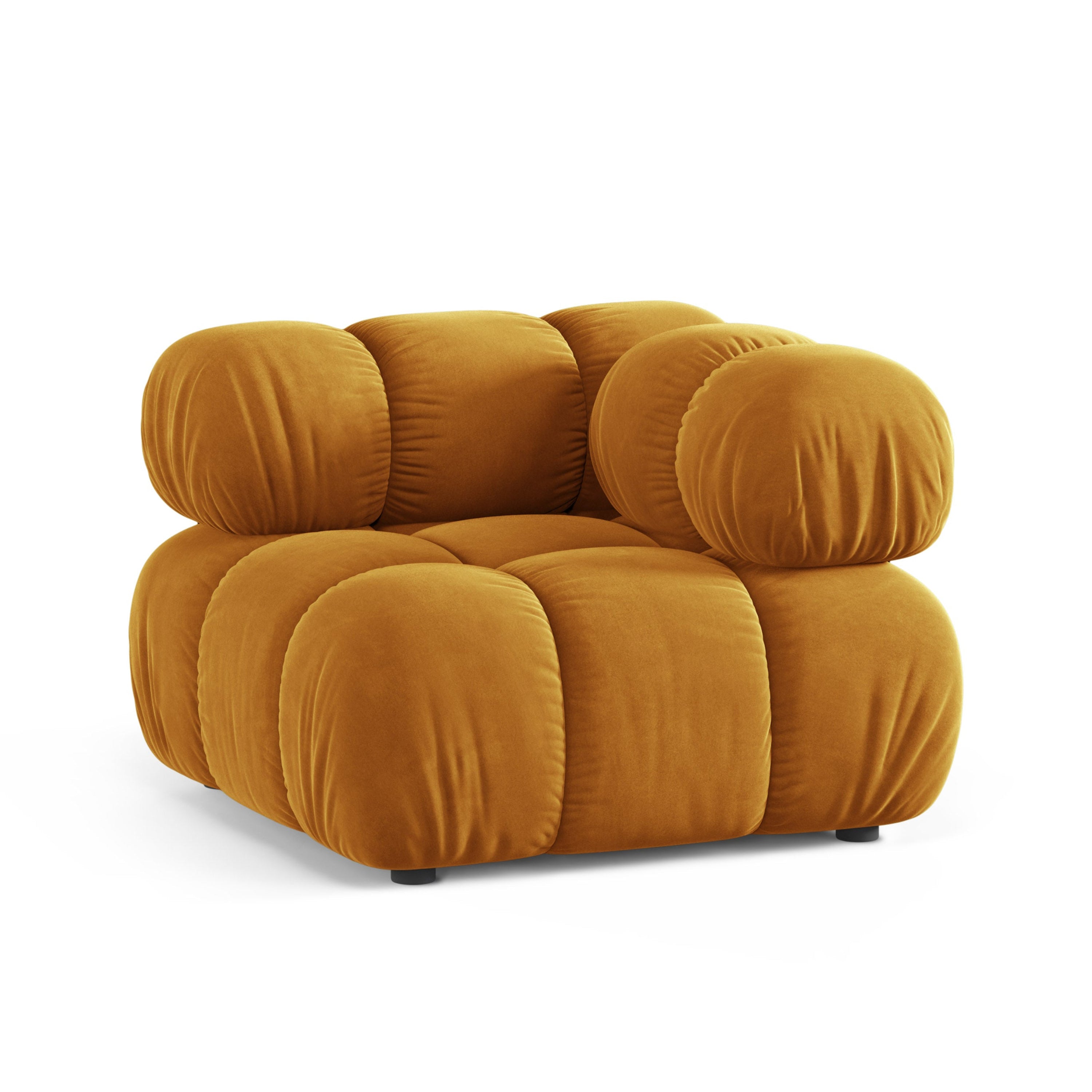 Modulares Sofa BELLIS - Eckmodul aus senfgelbem Velours