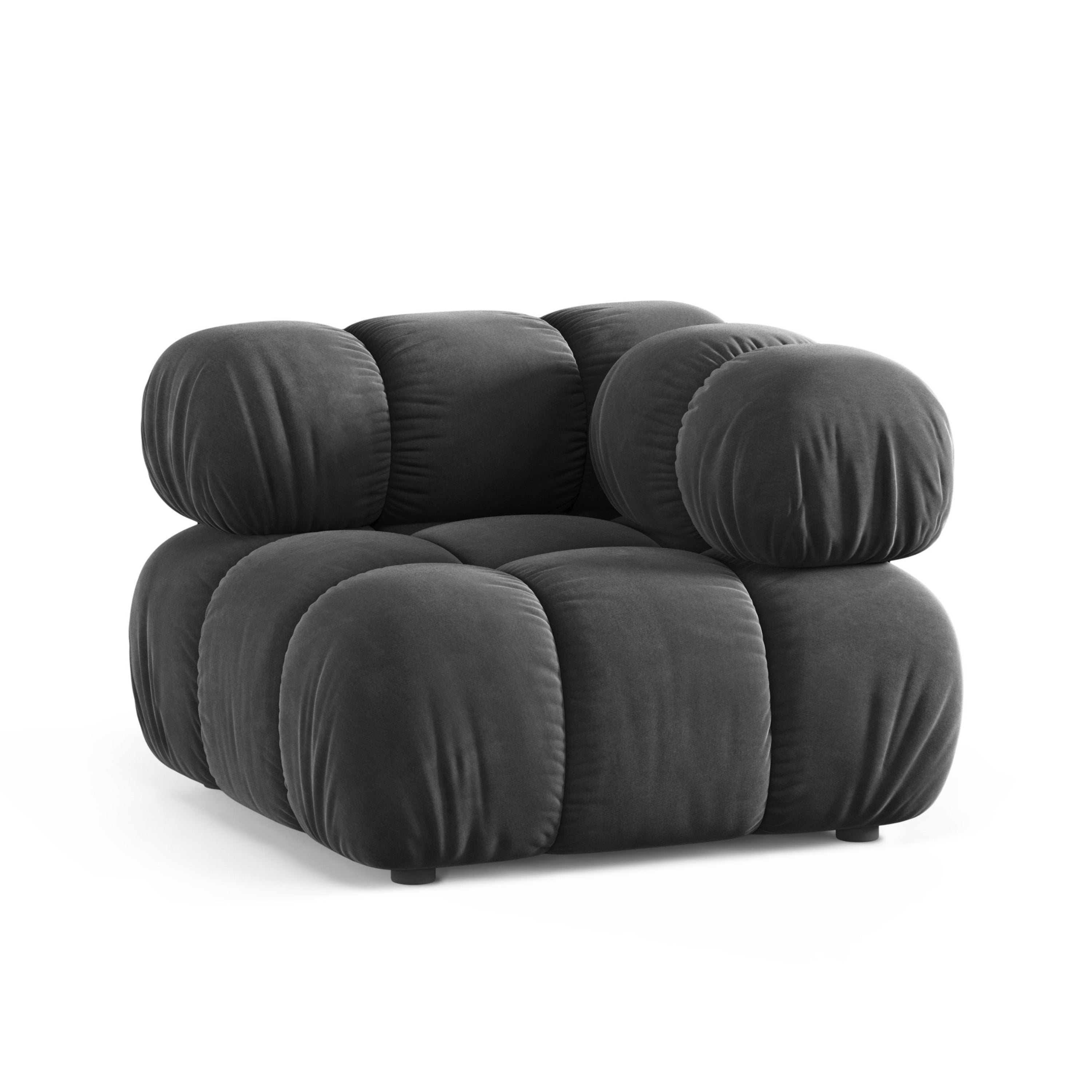 Modulares Sofa BELLIS - Eckmodul in dunkelgrauem Samt