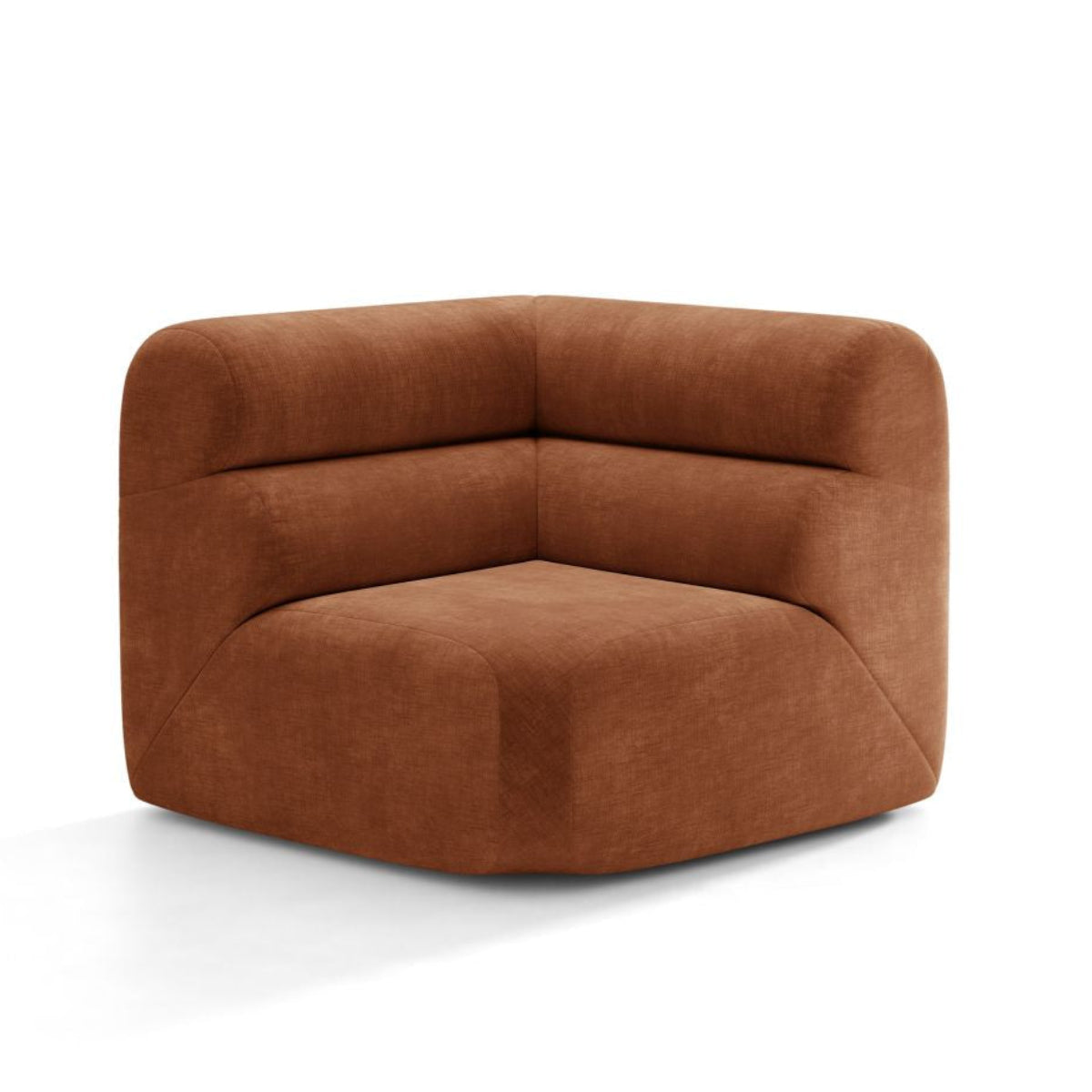 Modulares Sofa NEO - Eckmodul aus ziegelrotem Chenille