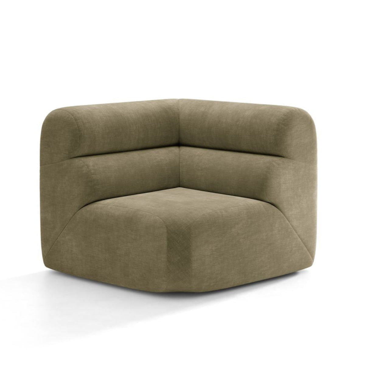 Modulares Sofa NEO - Eckmodul in olivgrünem Chenille