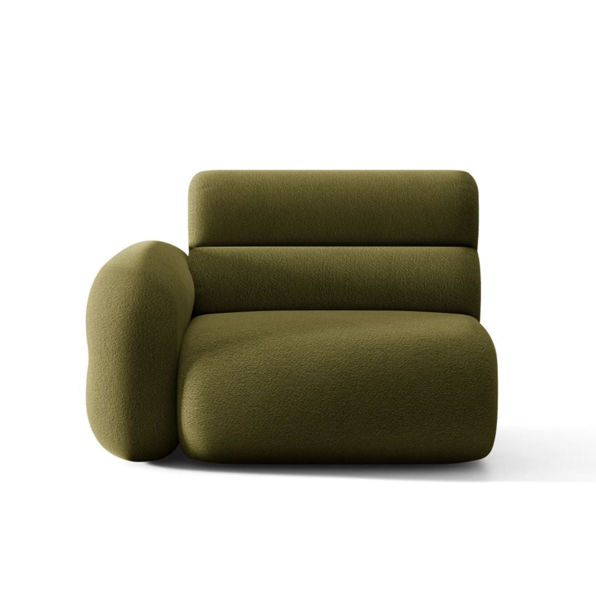 Modulares Sofa NEO - linkes Modul in olivgrünem Boucle