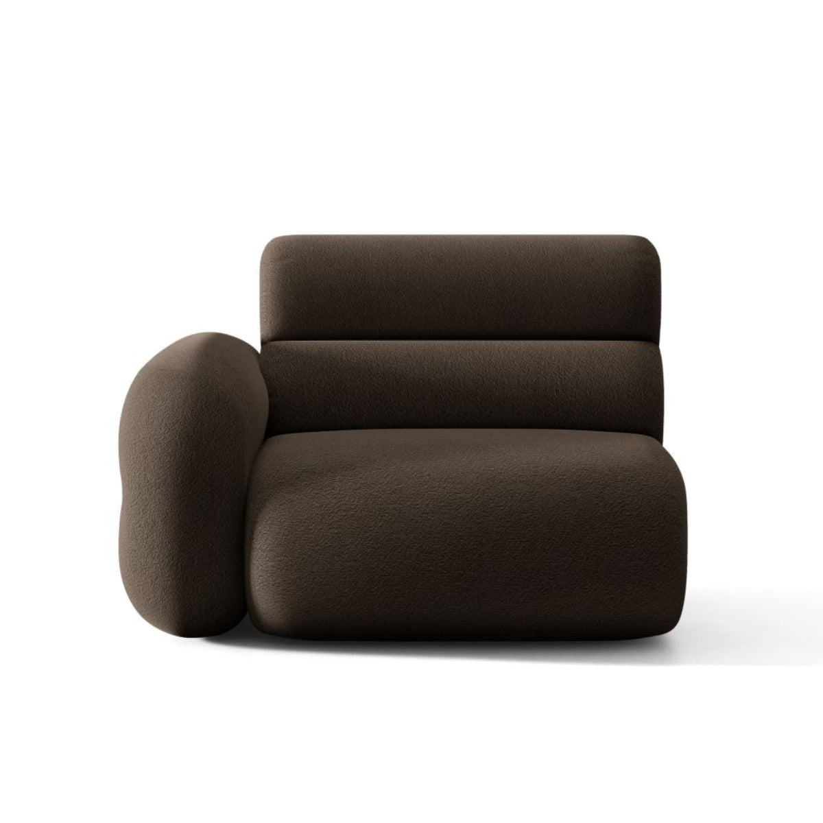 Modulares Sofa NEO - linkes Modul in braunem Boucle