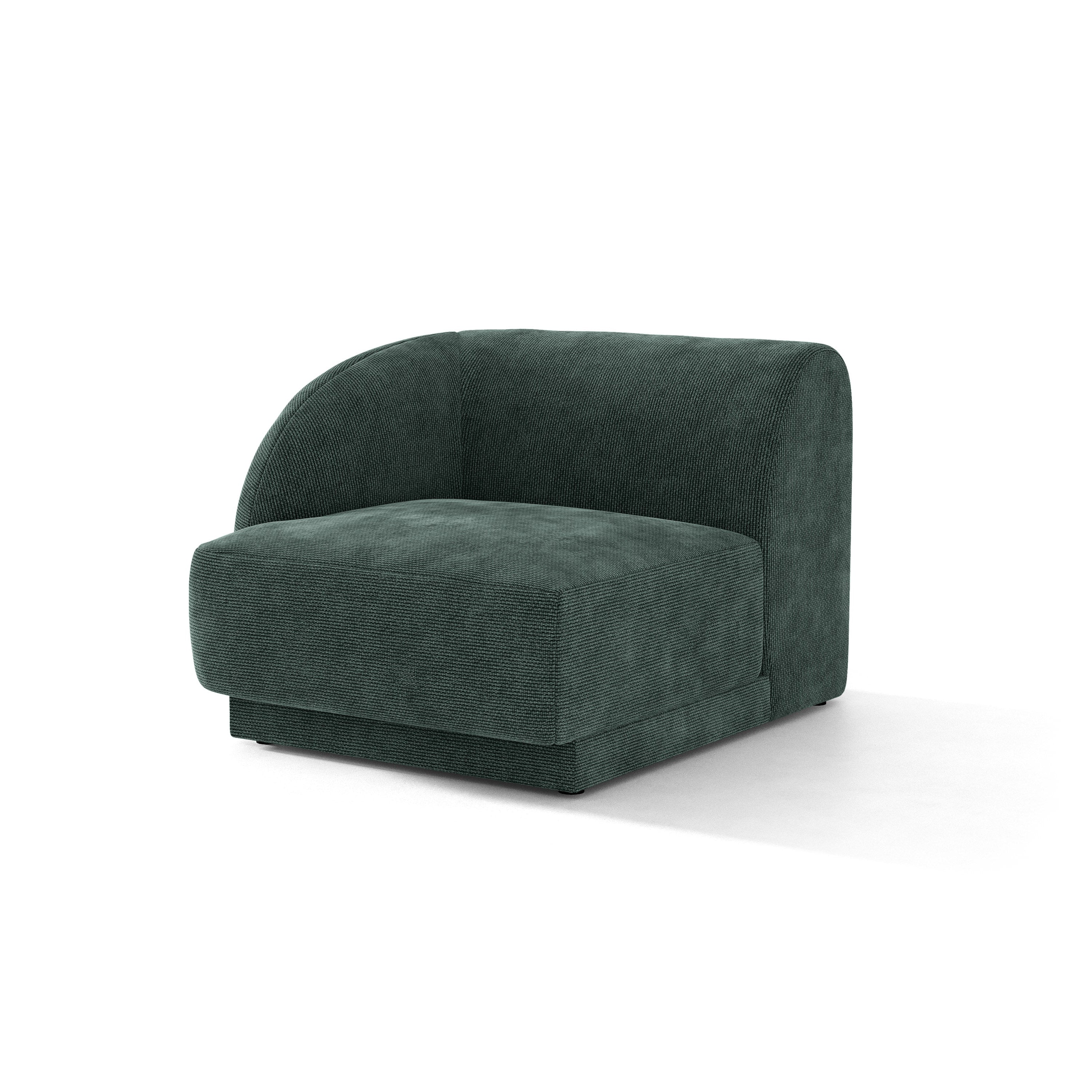 Modulsofa MILEY - linkes Modul in petrolblauem, seidigem Chenille