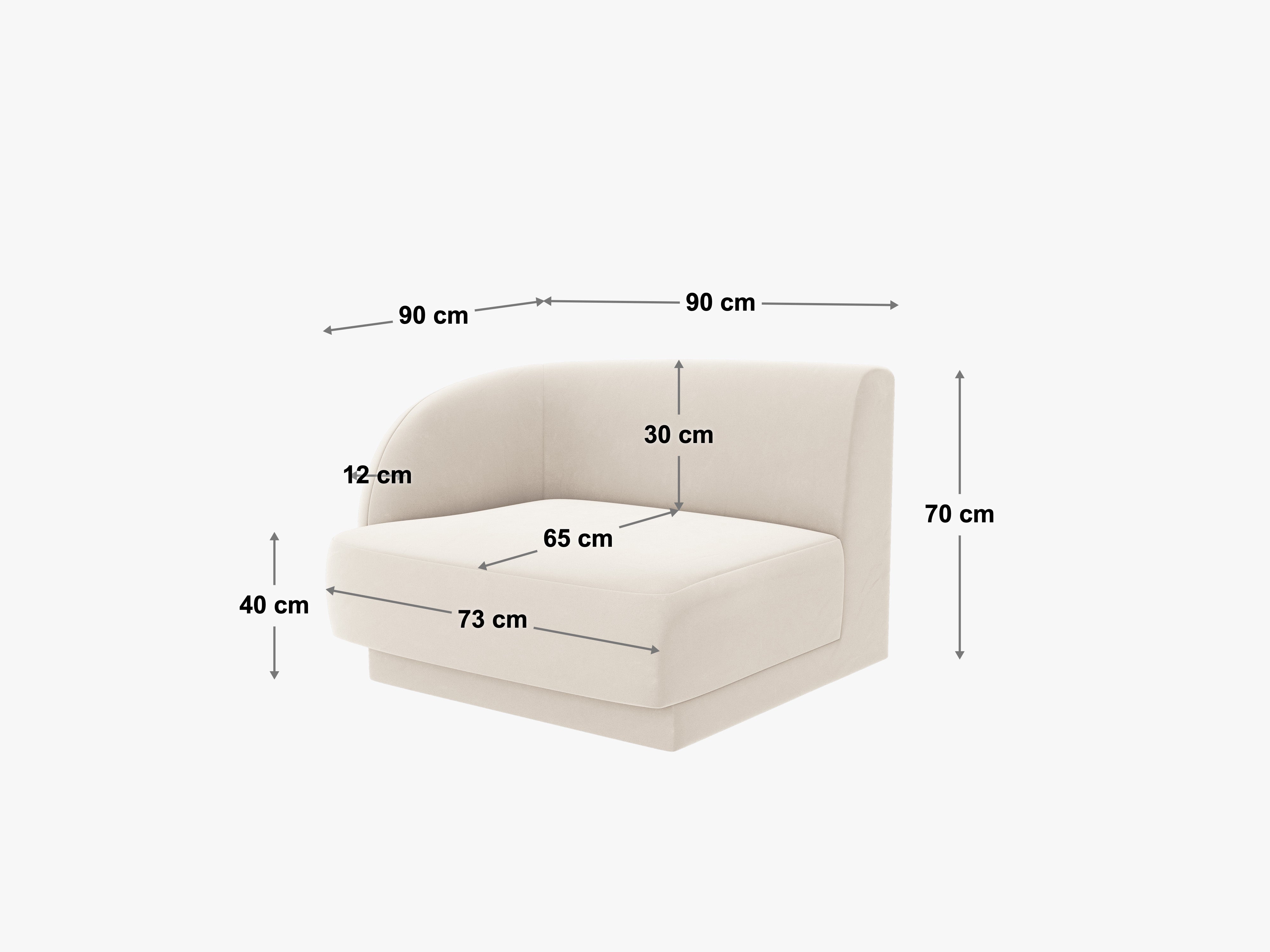 Modulsofa MILEY - linkes Modul in petrolblauem, seidigem Chenille
