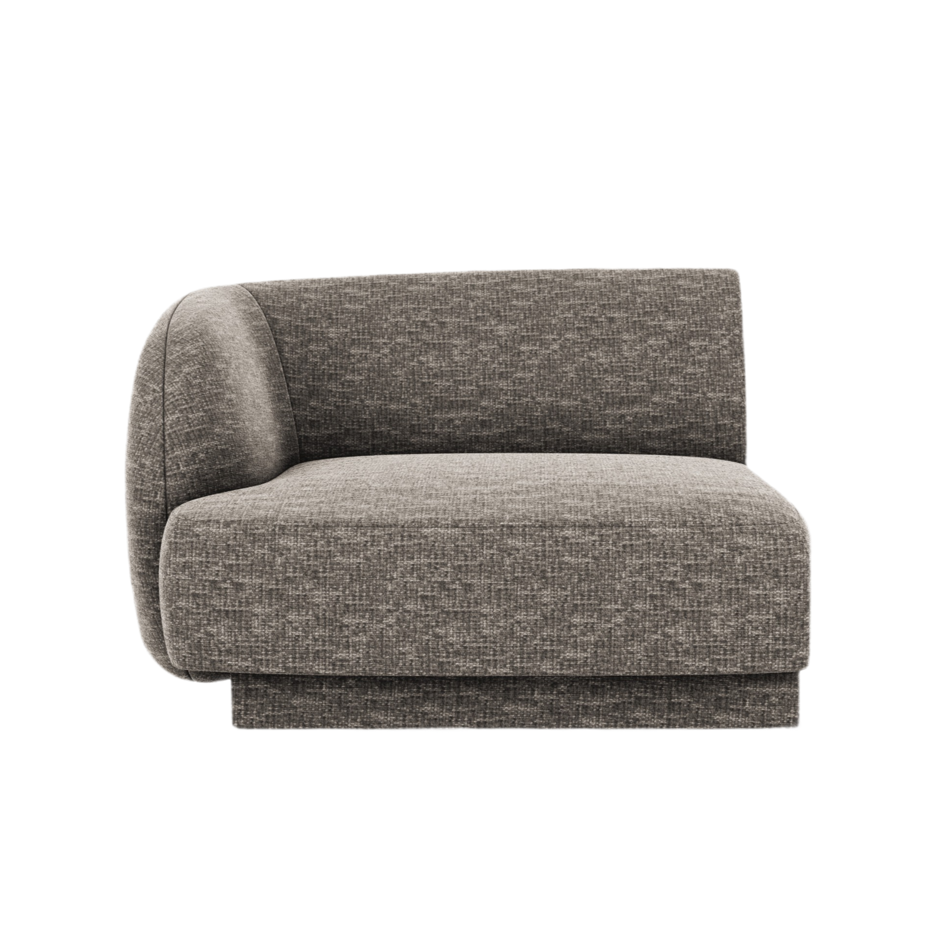 Modulares Sofa MILEY - linkes Modul in grauem, seidigem Chenille