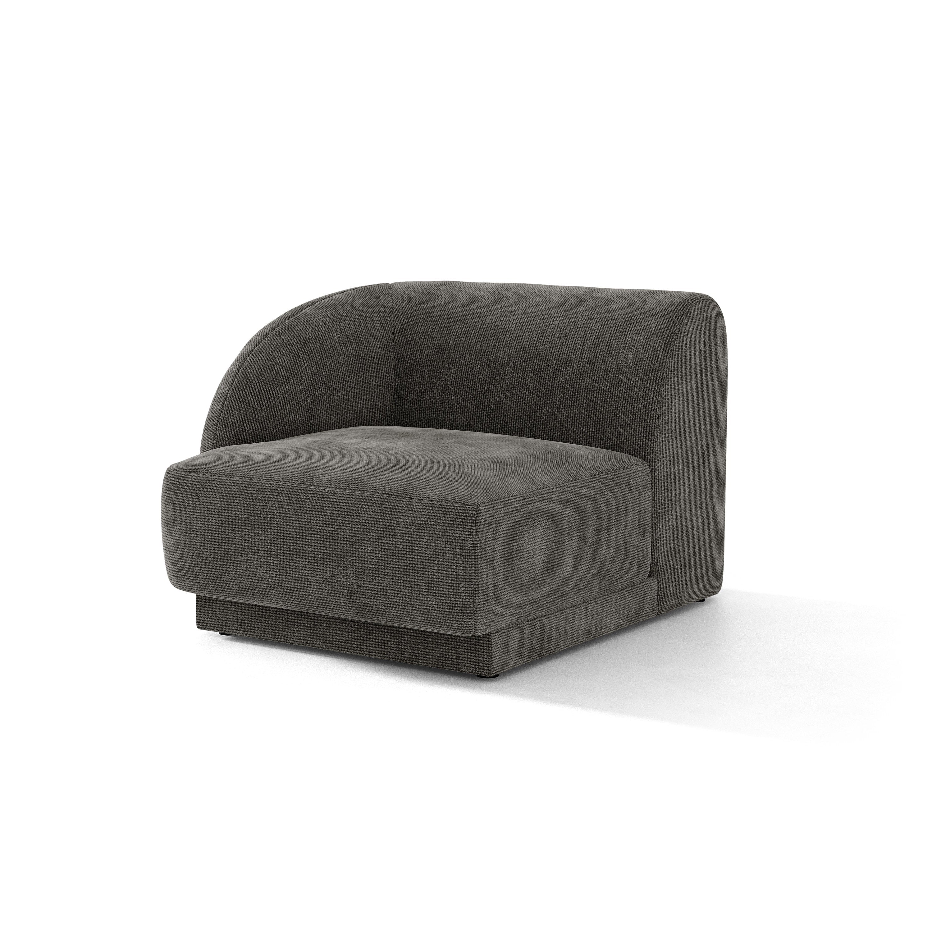 Modulares Sofa MILEY - linkes Modul in grauem, seidigem Chenille