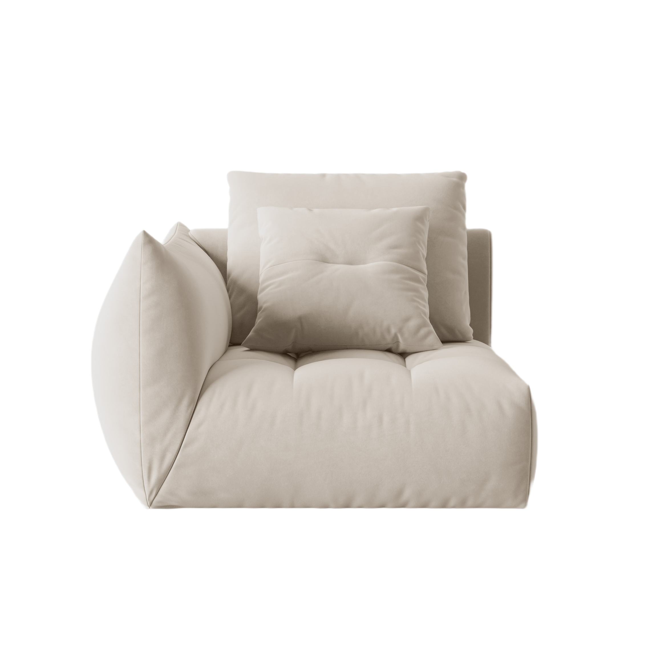 Sofa modułowa aksamitna BLOOM - element lewostronny ecru
