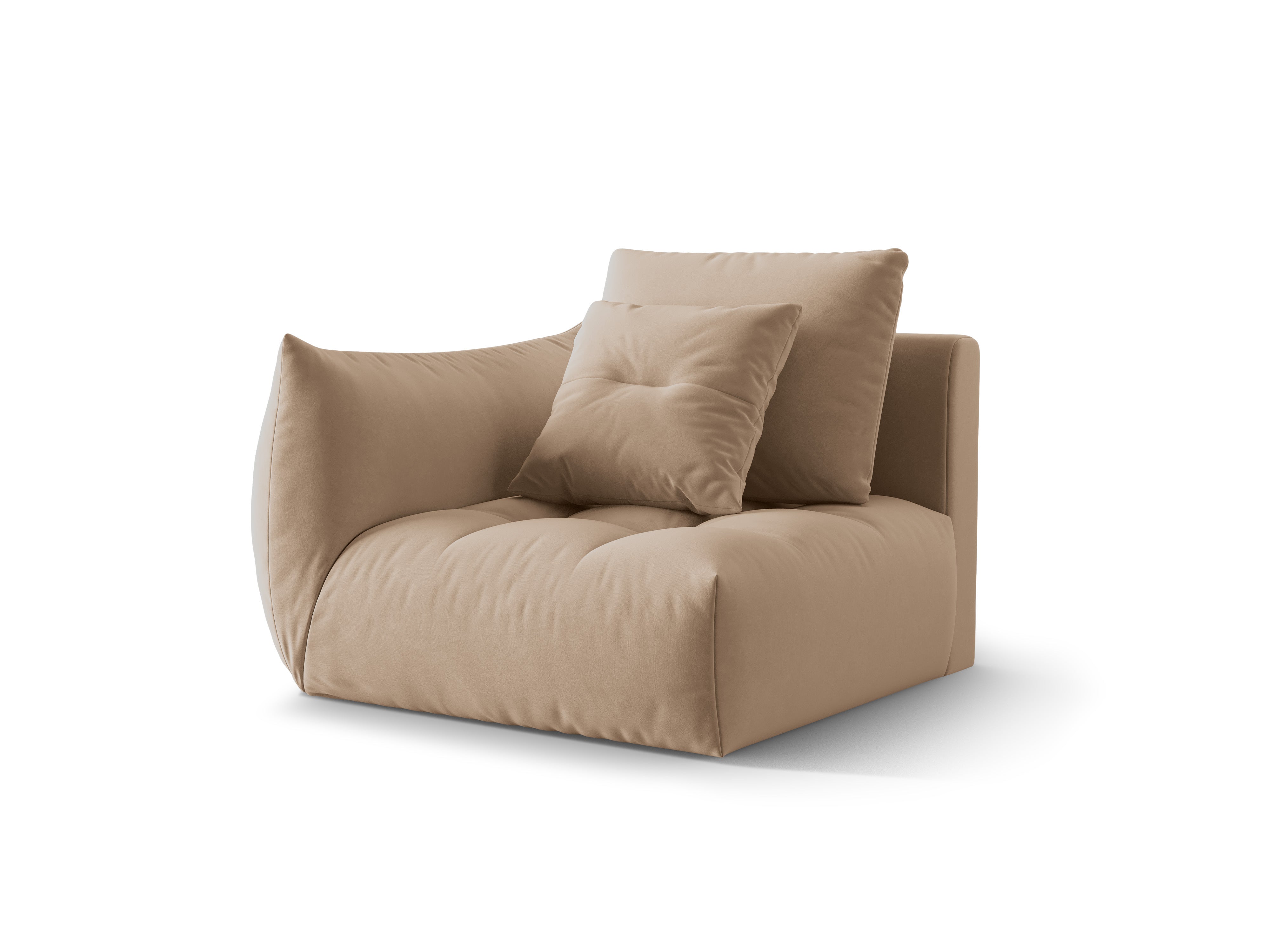 Sofa modułowa aksamitna BLOOM - element lewostronny piaskowy