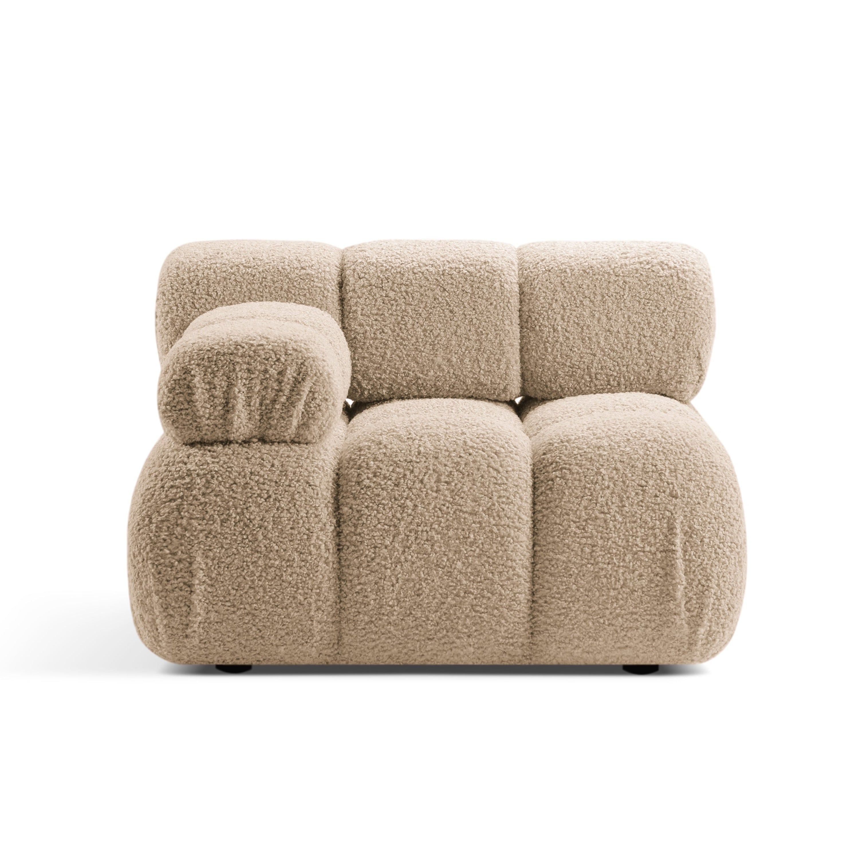 Modulares Sofa BELLIS - linkes Element in sandfarbener Boucle