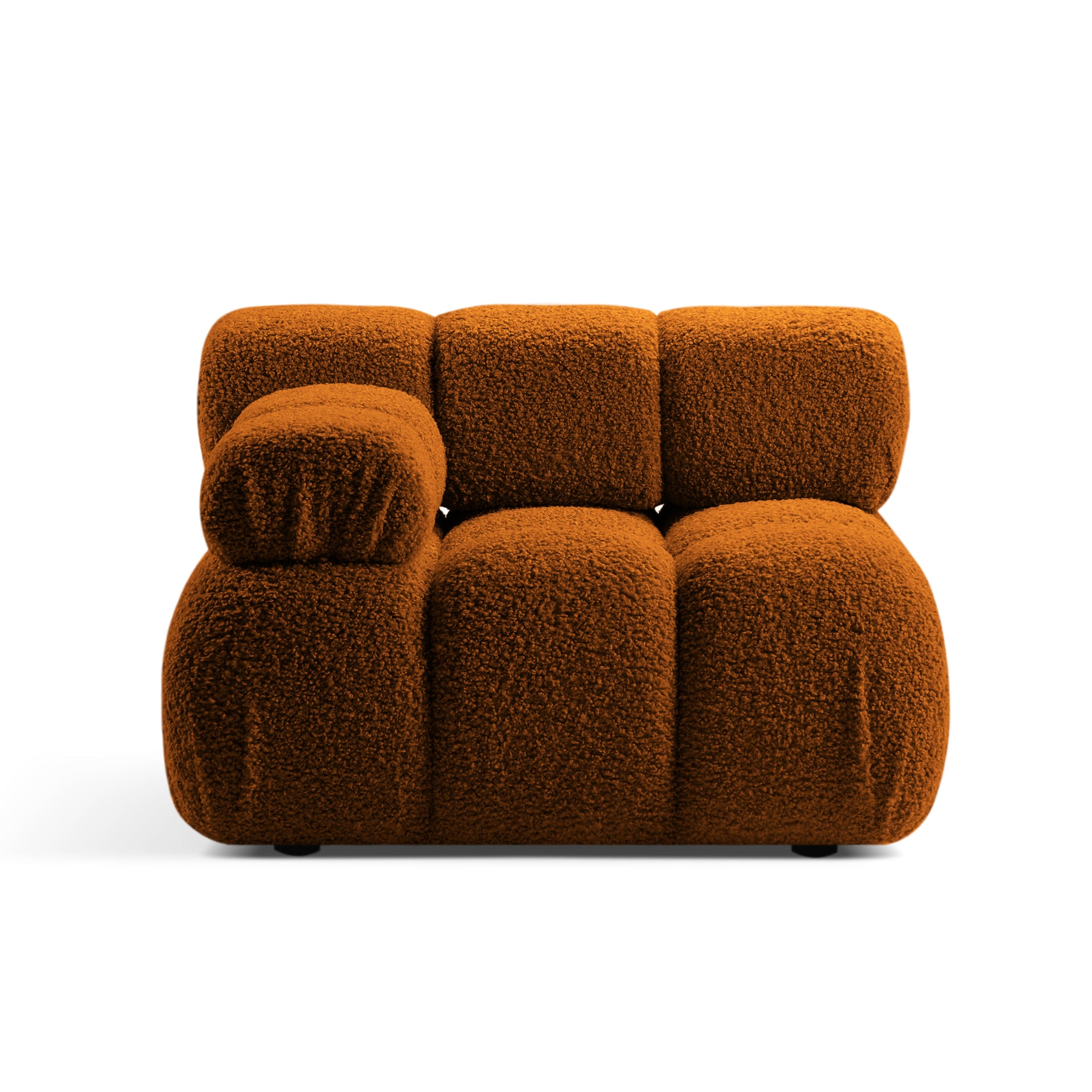 Modulares Sofa BELLIS - linkes Element in ziegelrotem Boucle