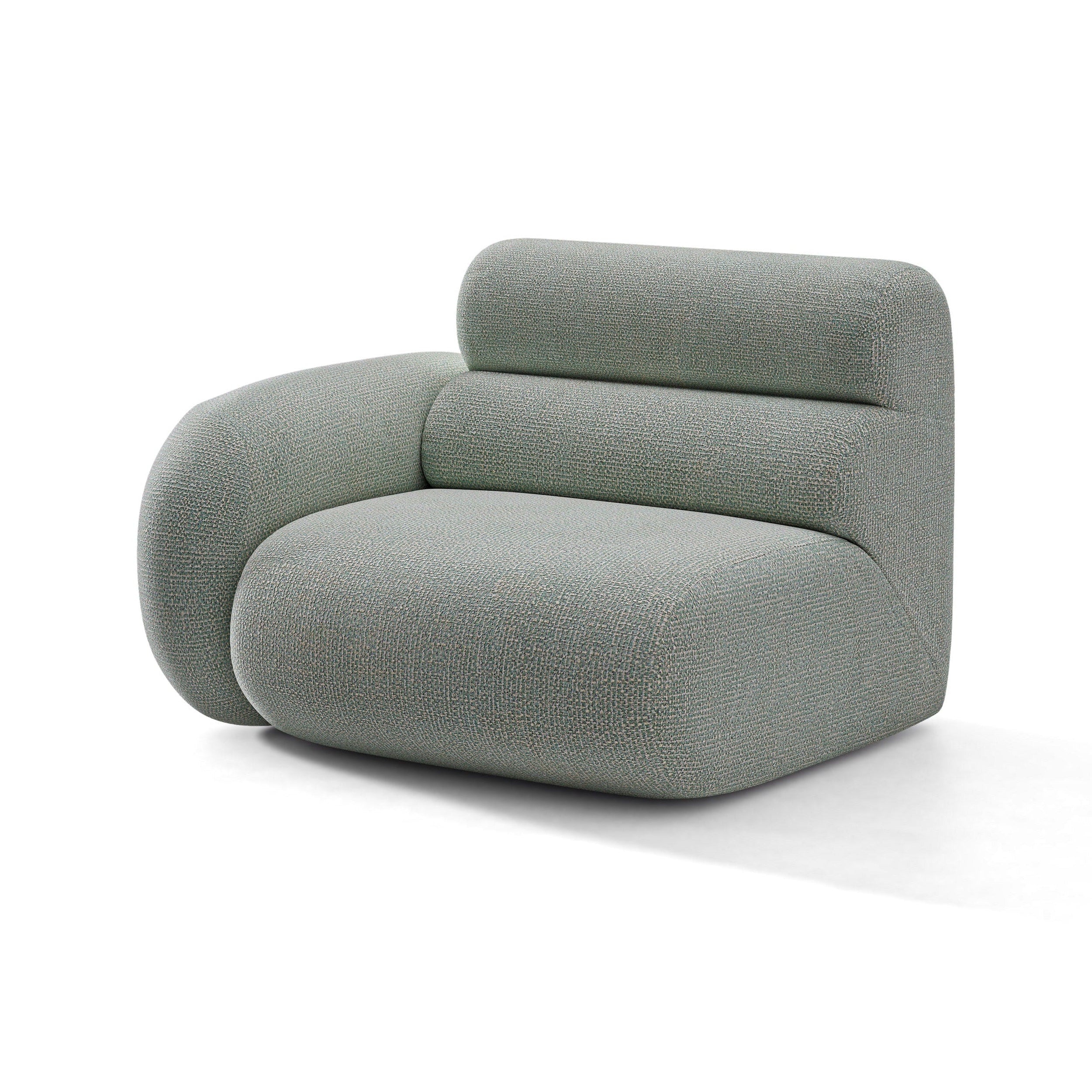 Modulares Sofa NEO - linkes Modul in blauer Melange
