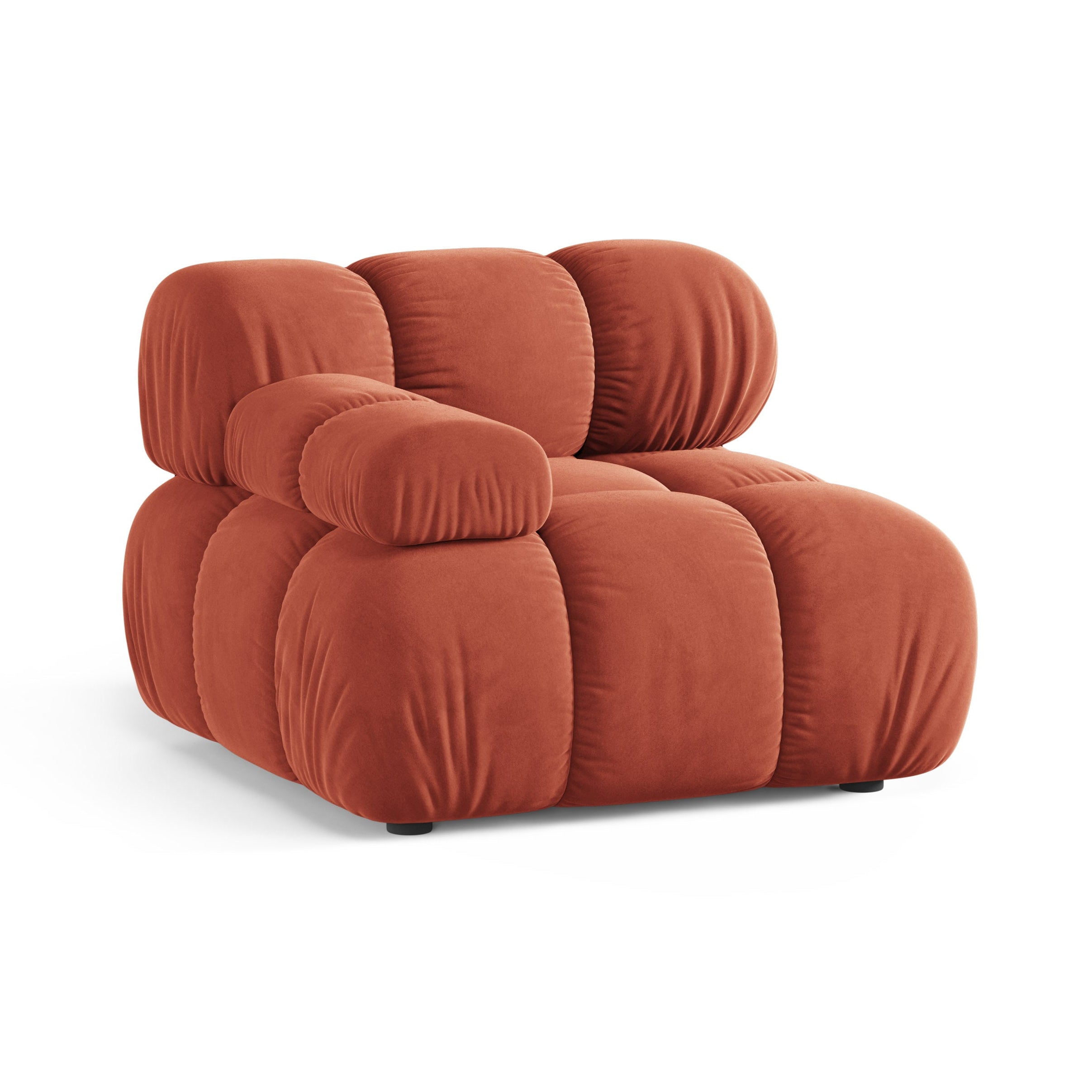 Modulares Sofa BELLIS - linkes Modul aus korallenfarbenem Velours