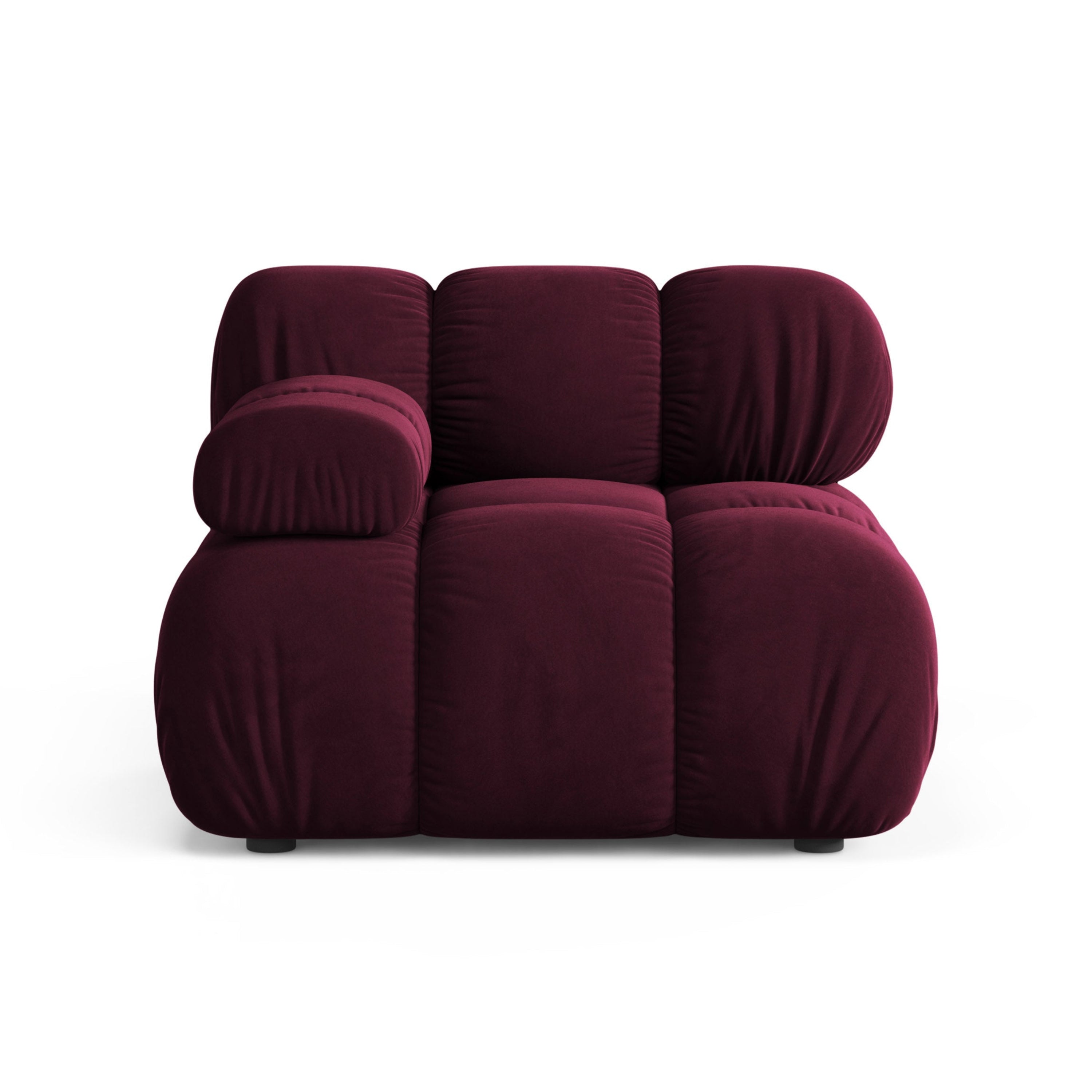 Modulares Sofa BELLIS - linkes Modul aus burgunderfarbenem Samt
