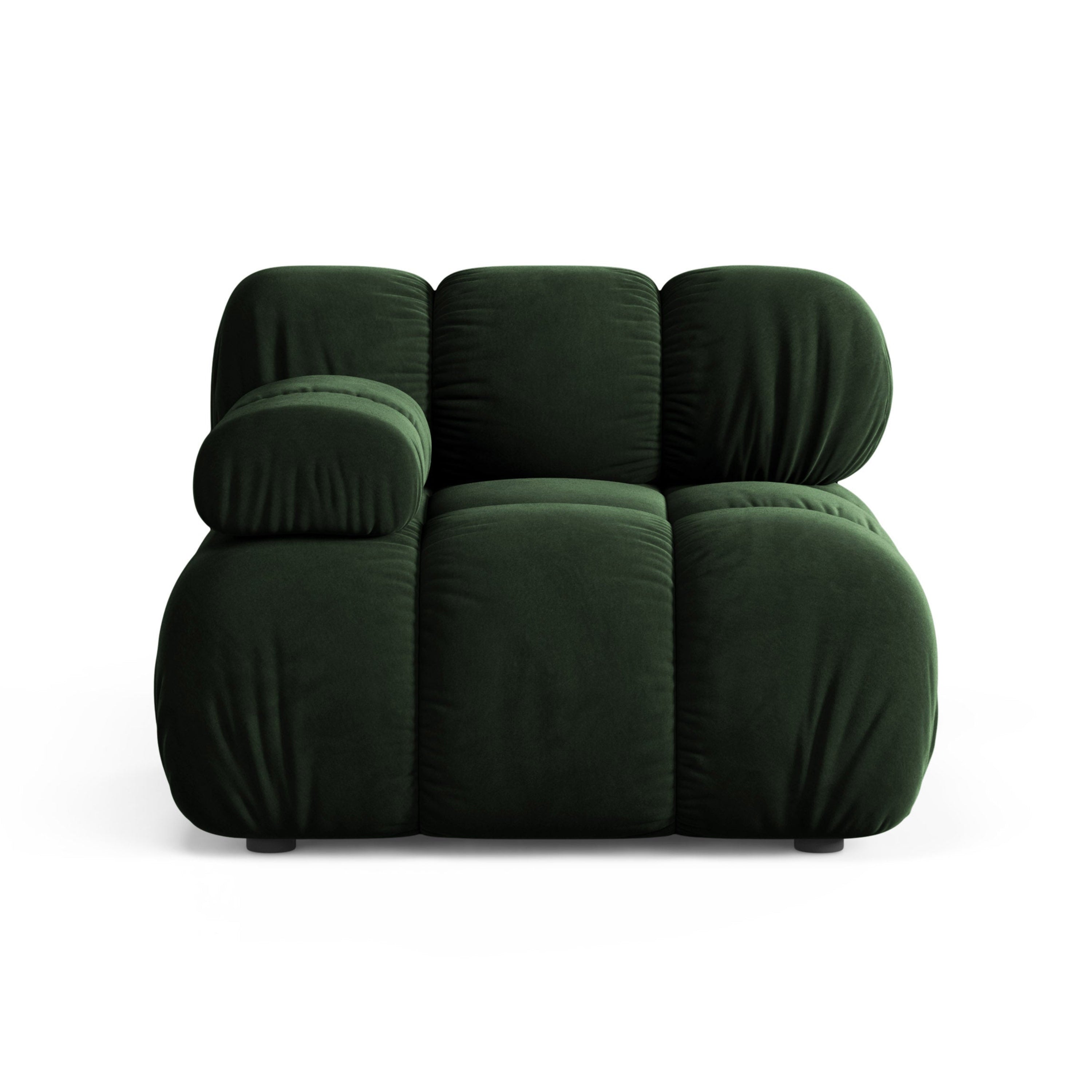 Modulares Sofa BELLIS - linkes Modul in Flaschengrün aus Samt