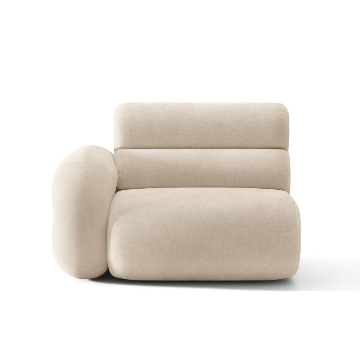 Modulares Sofa NEO - linkes Modul in hellbeigem Chenille