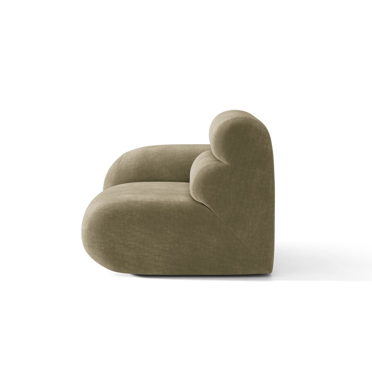 Modulares Sofa NEO - linkes Modul in olivgrünem Chenille