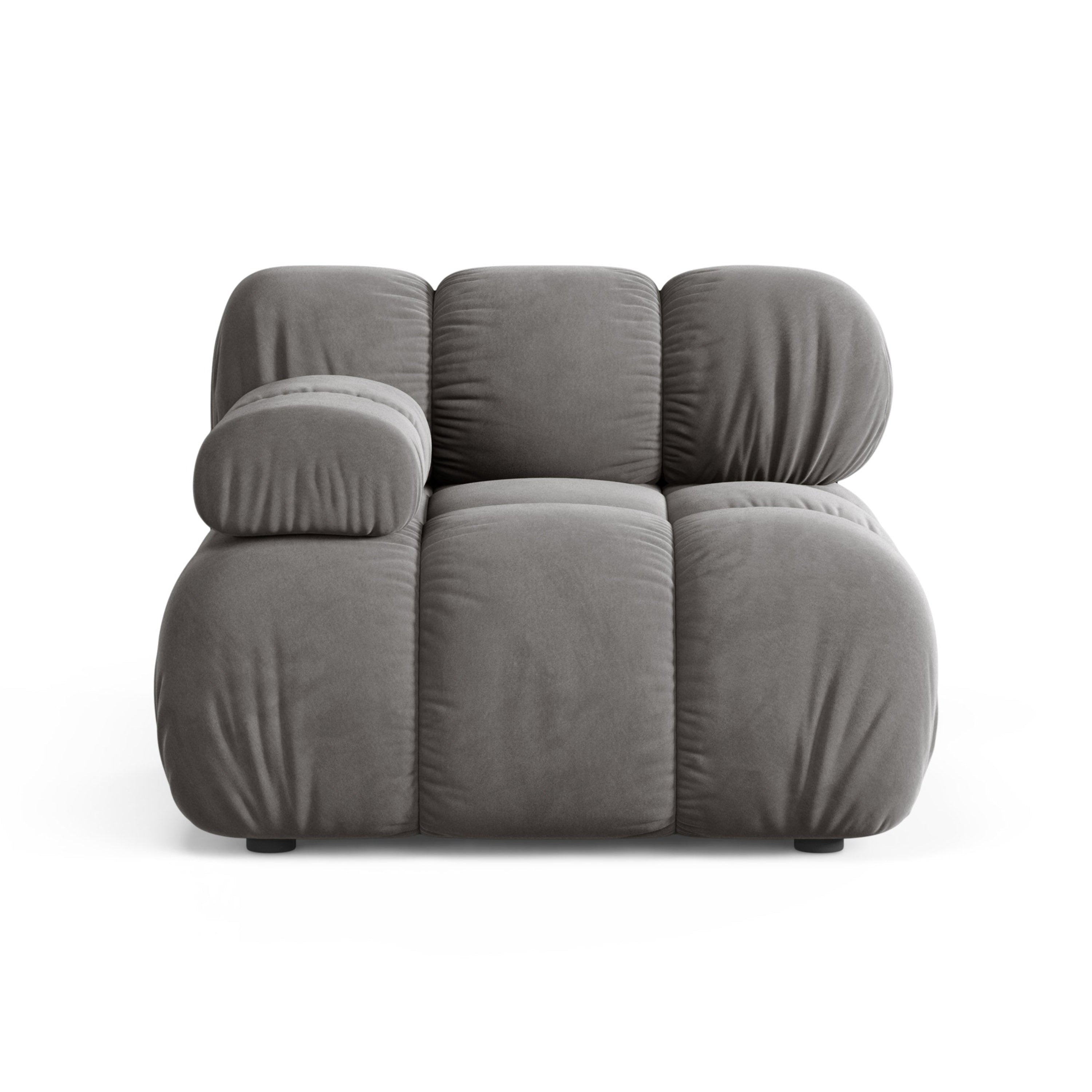 Modulares Samtsofa BELLIS - linkes graues Modul