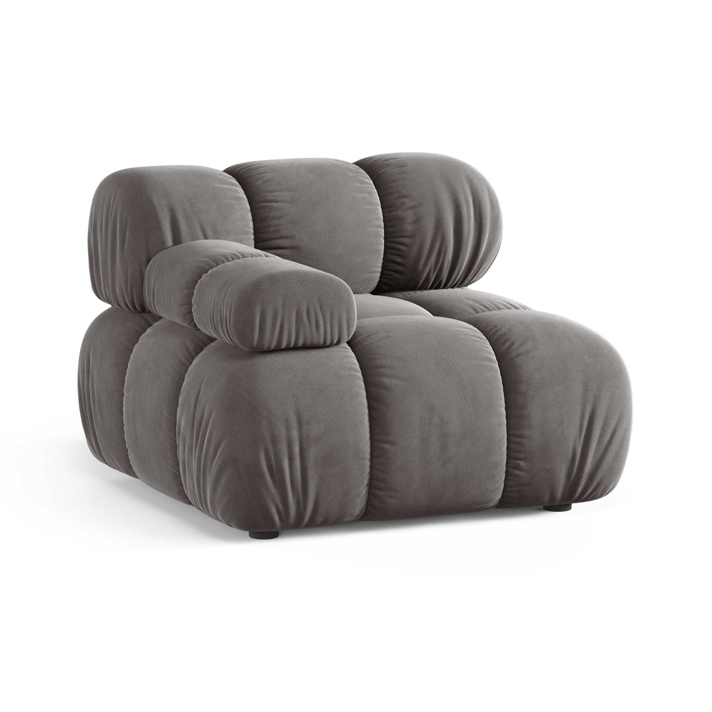 Modulares Samtsofa BELLIS - linkes graues Modul