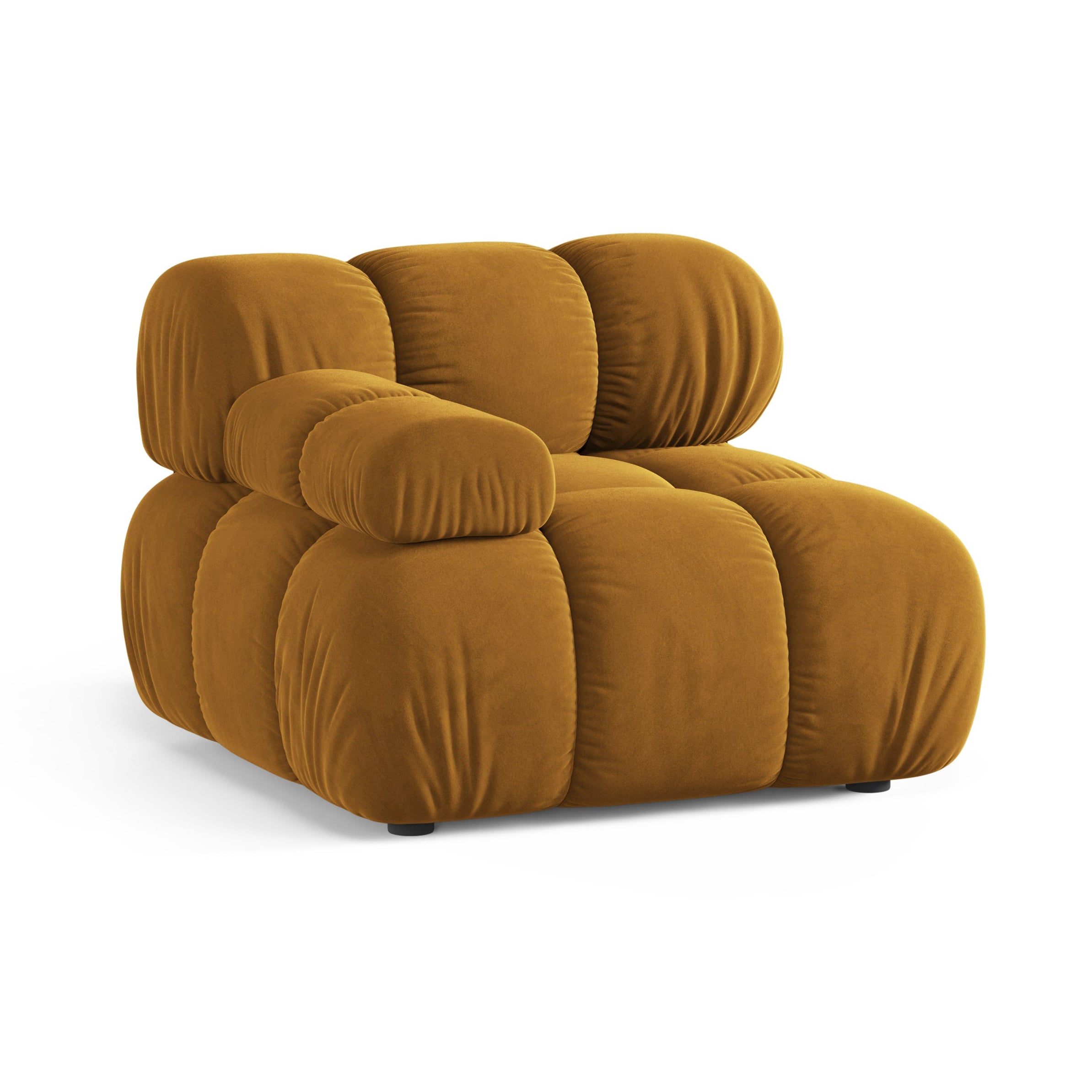 Modulares Samtsofa BELLIS - linkes Modul in Senfgelb