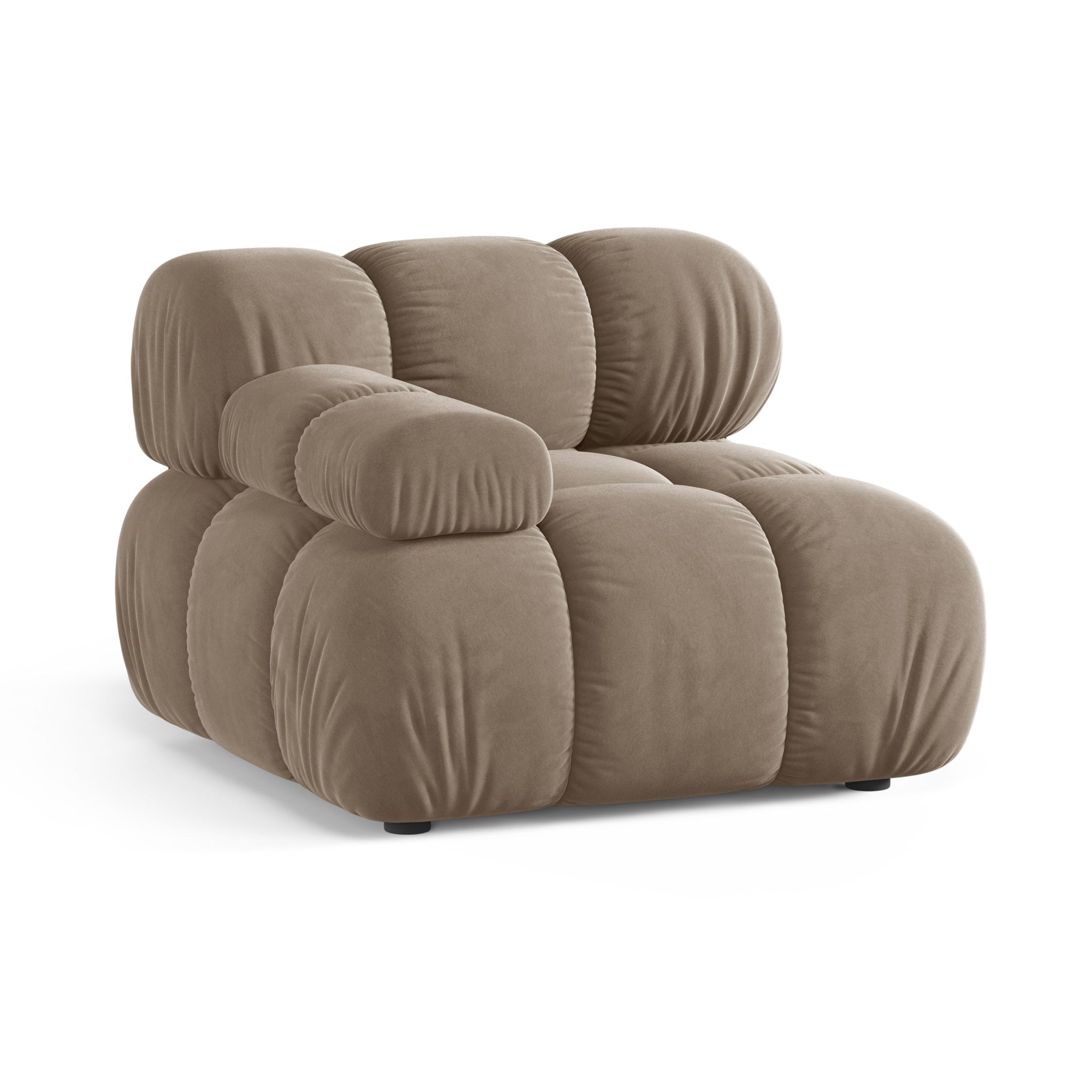 Modulares Samtsofa BELLIS - linkes Modul in Cappuccino