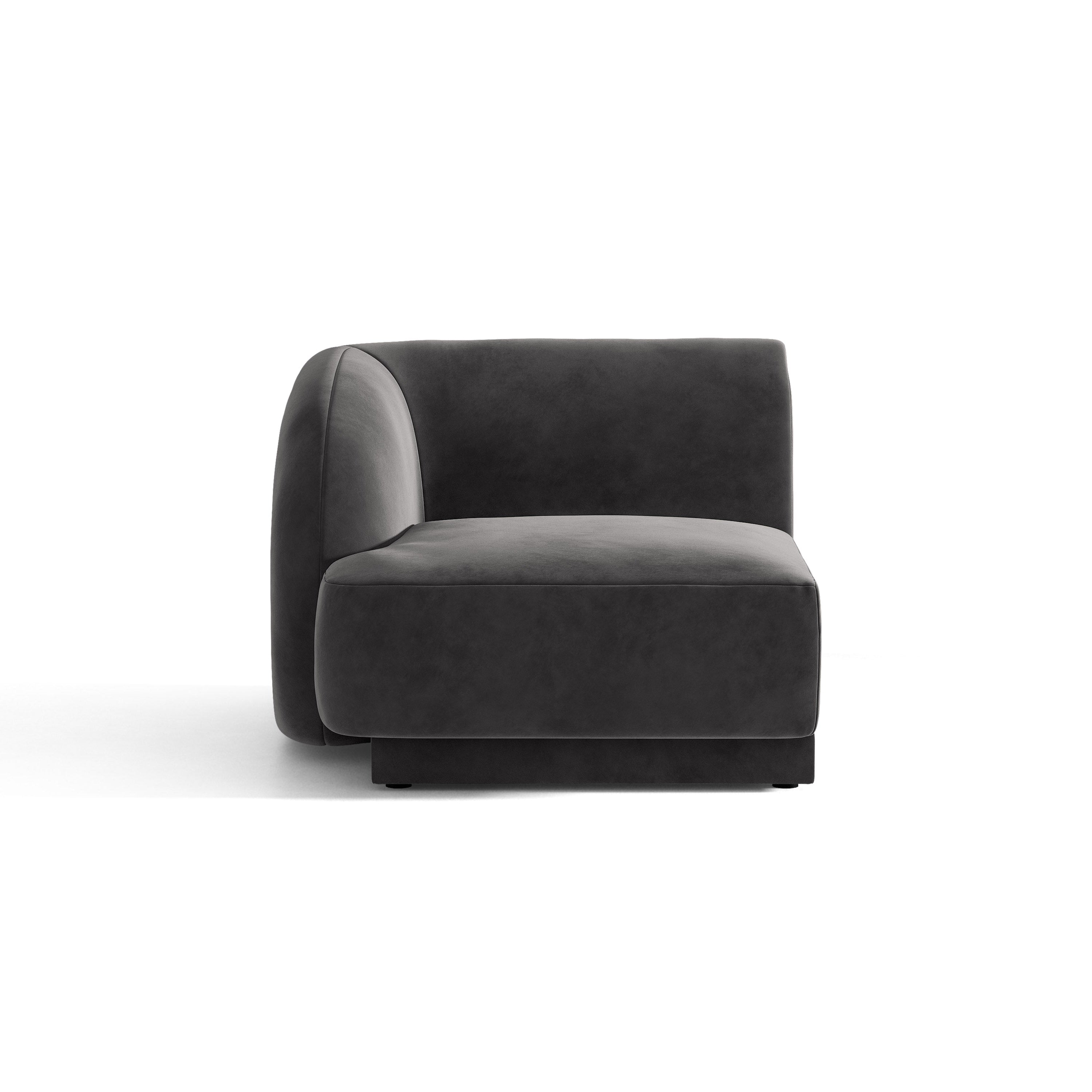Sofa modułowa aksamitna MILEY - moduł lewostronny szary – Micadoni