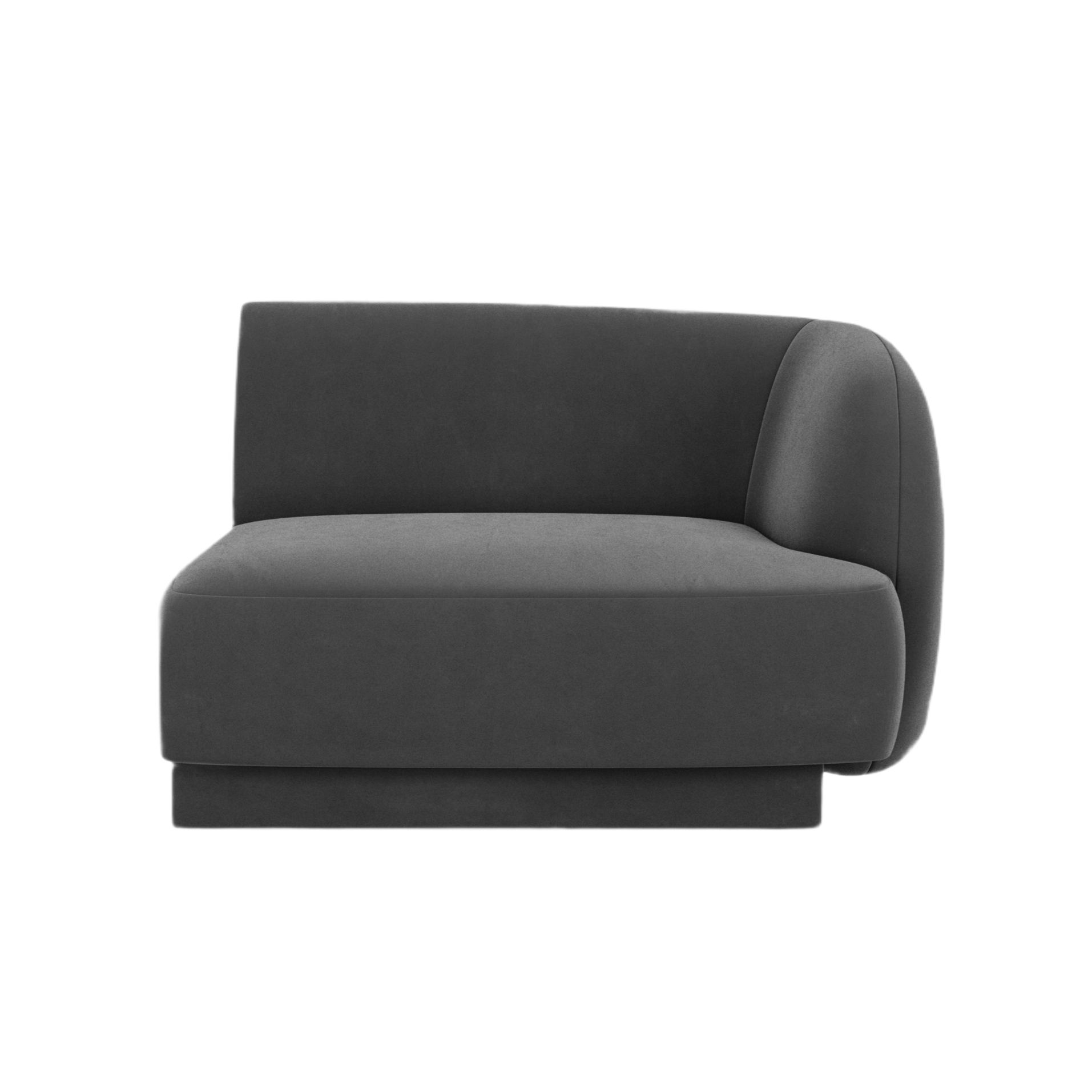 Velvet modular sofa MILEY - right-side module gray