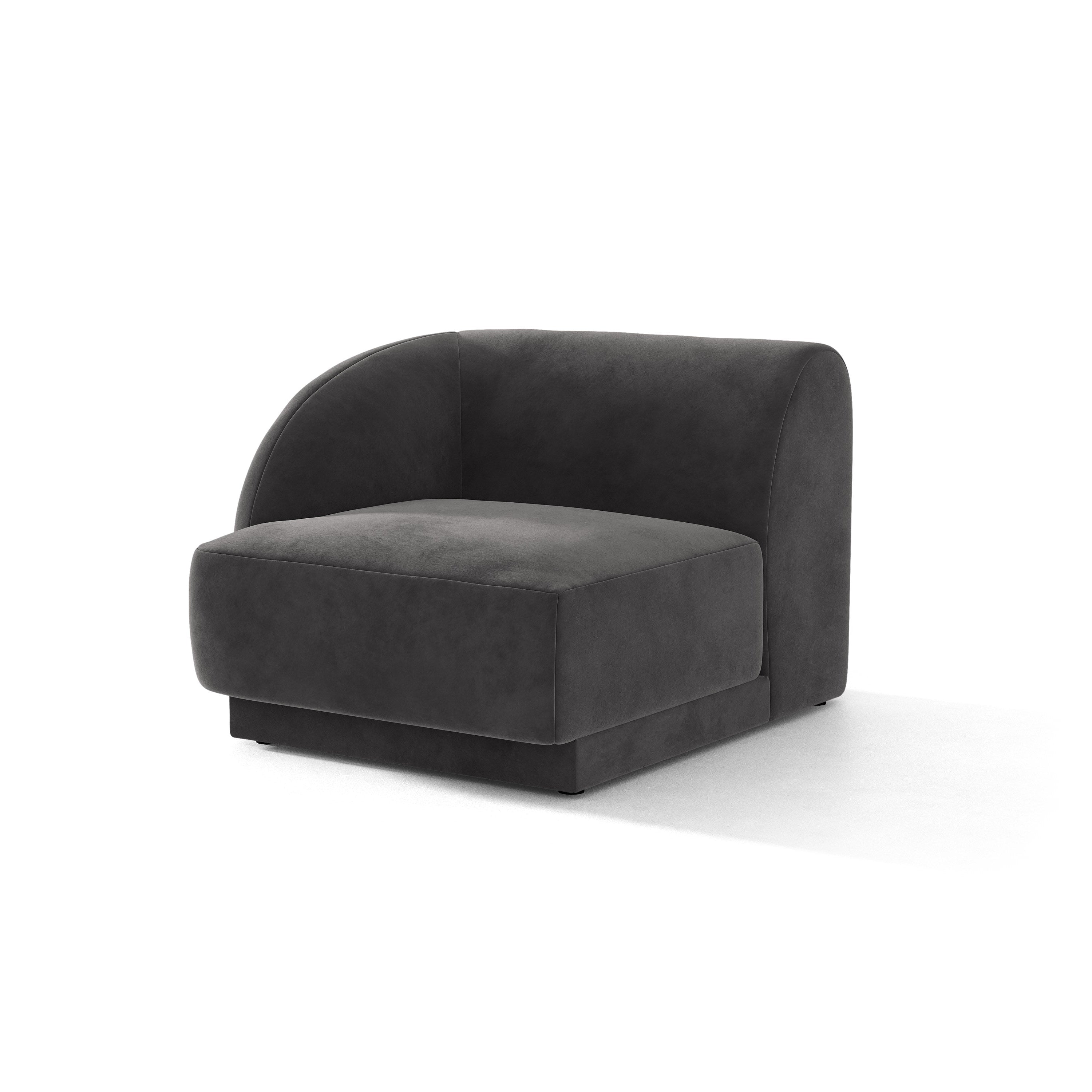 Sofa modułowa aksamitna MILEY - moduł lewostronny szary do salonu