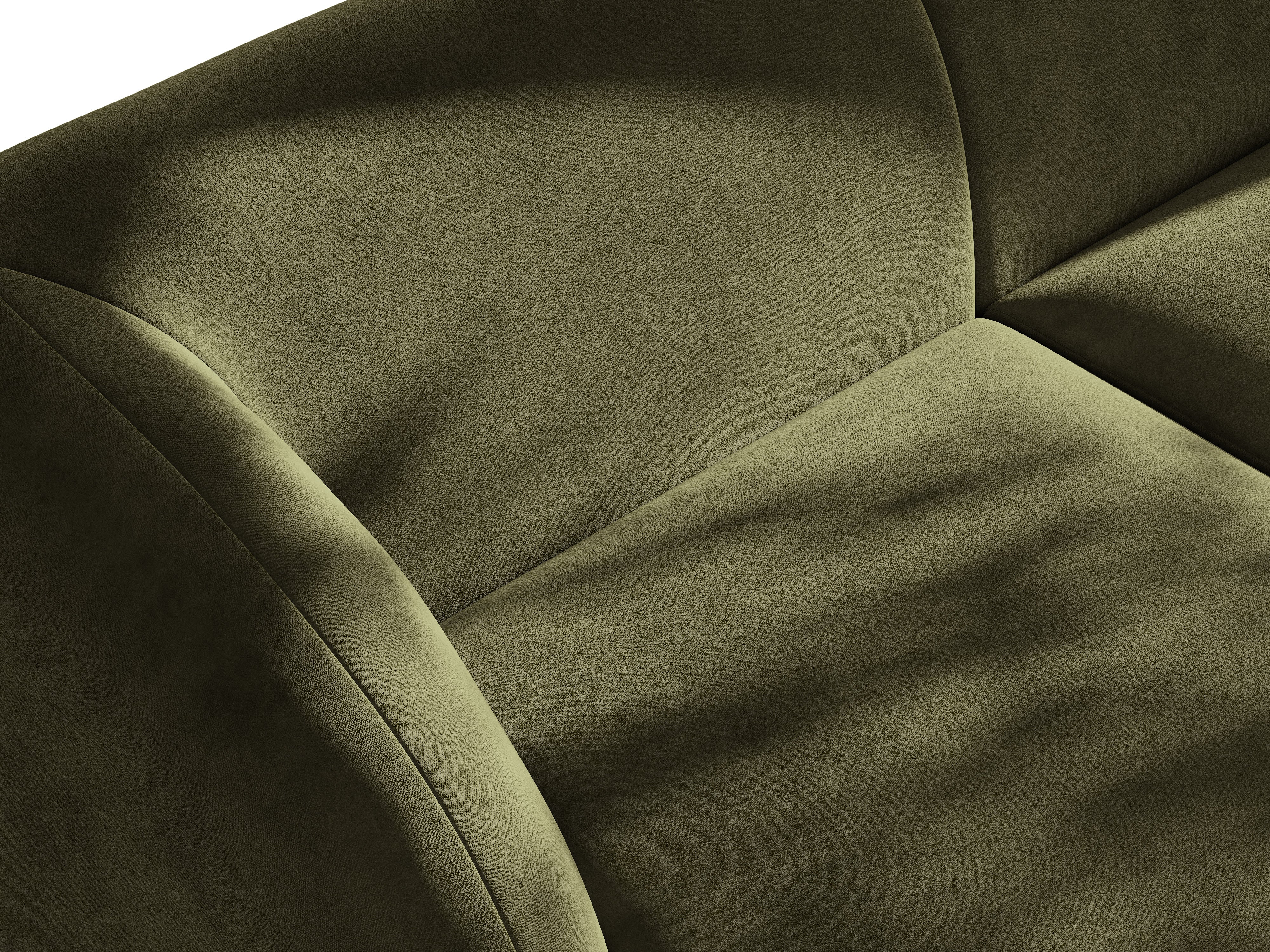 Sofa modułowa aksamitna MILEY - moduł lewostronny zielony z podłokietnikami
