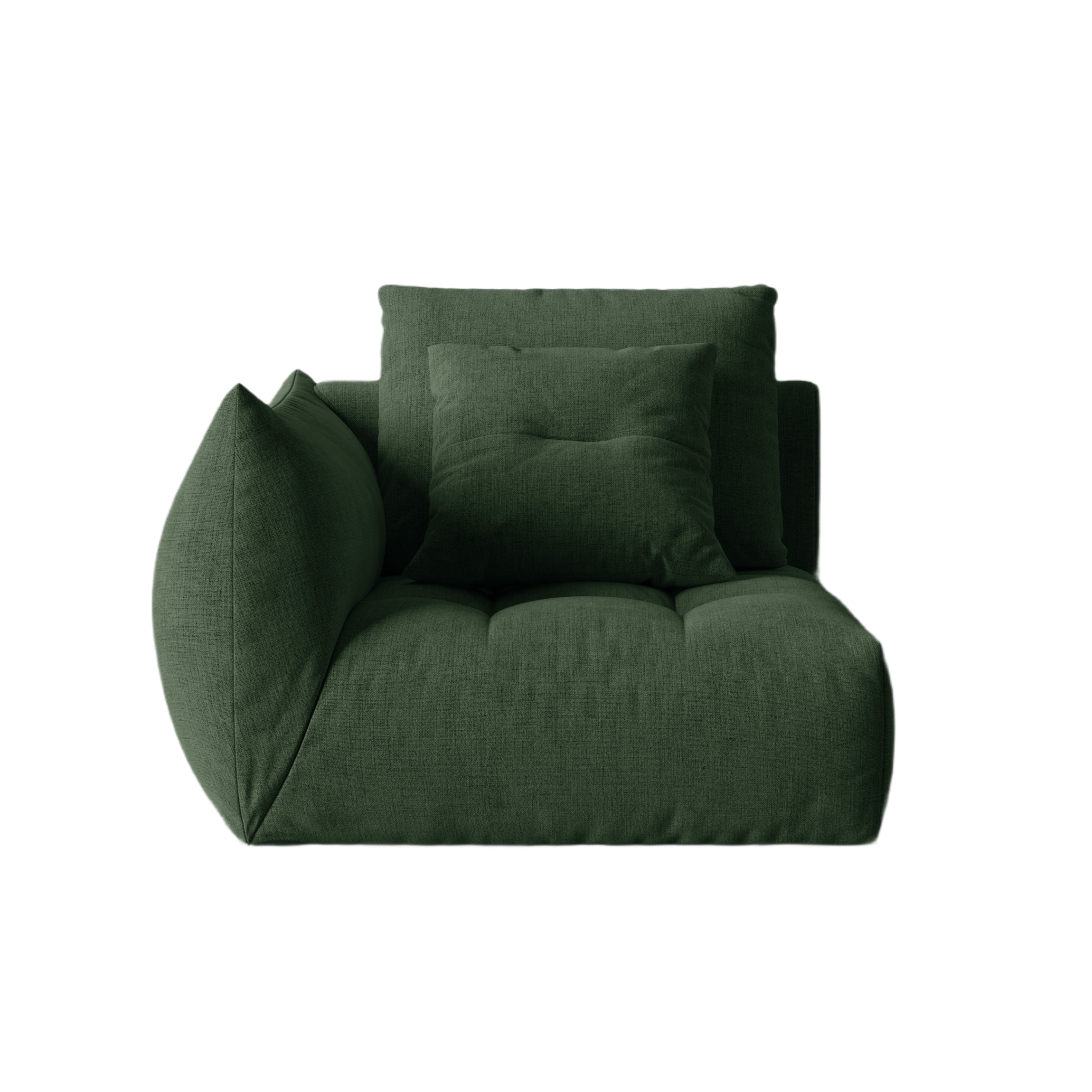 Sofa modułowa BLOOM - element lewostronny zielony szenil
