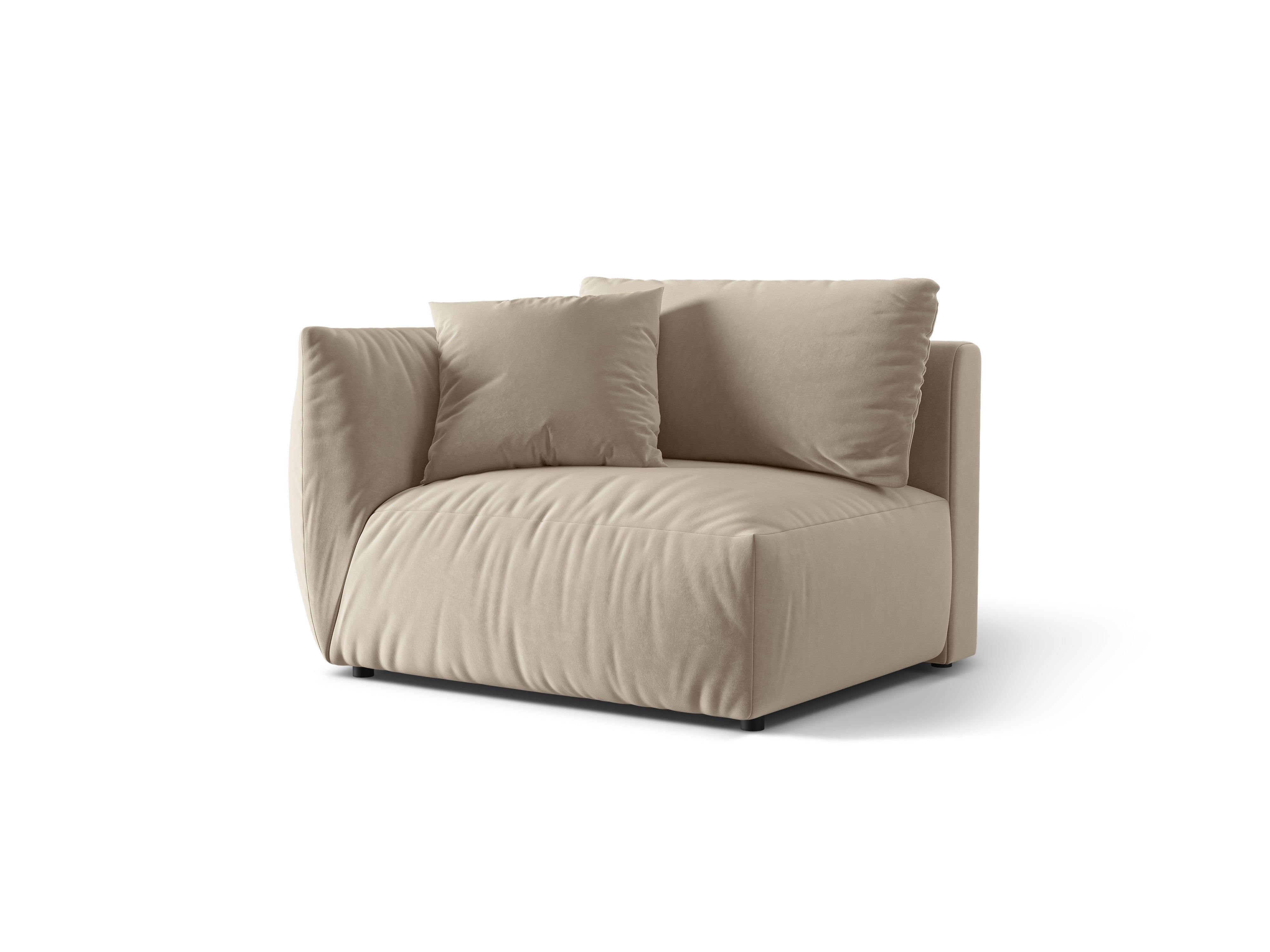 Modulares Samtsofa CHRIS - breites linkes Element ecru