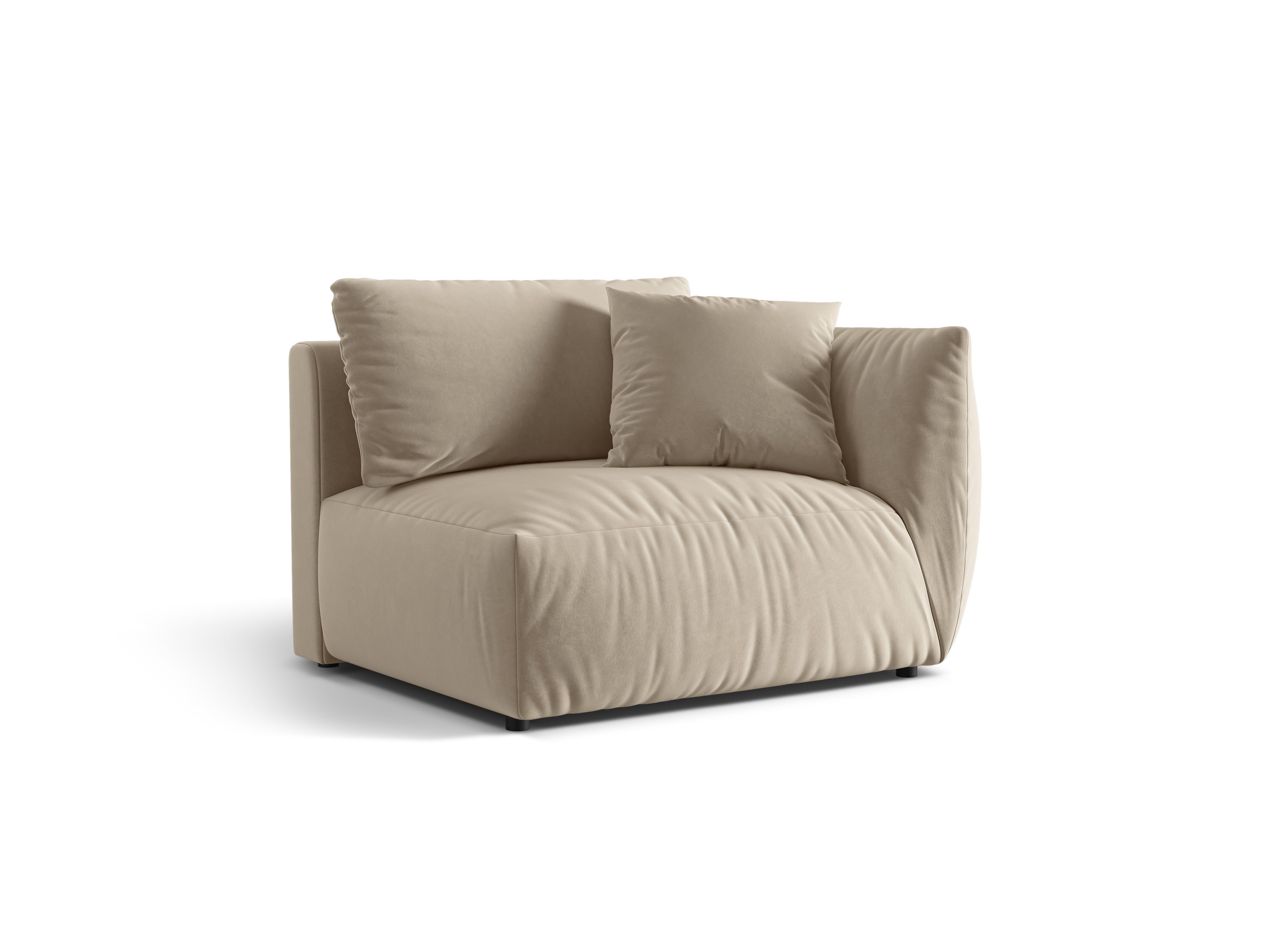 Modulares Samtsofa CHRIS - breites rechte Element ecru