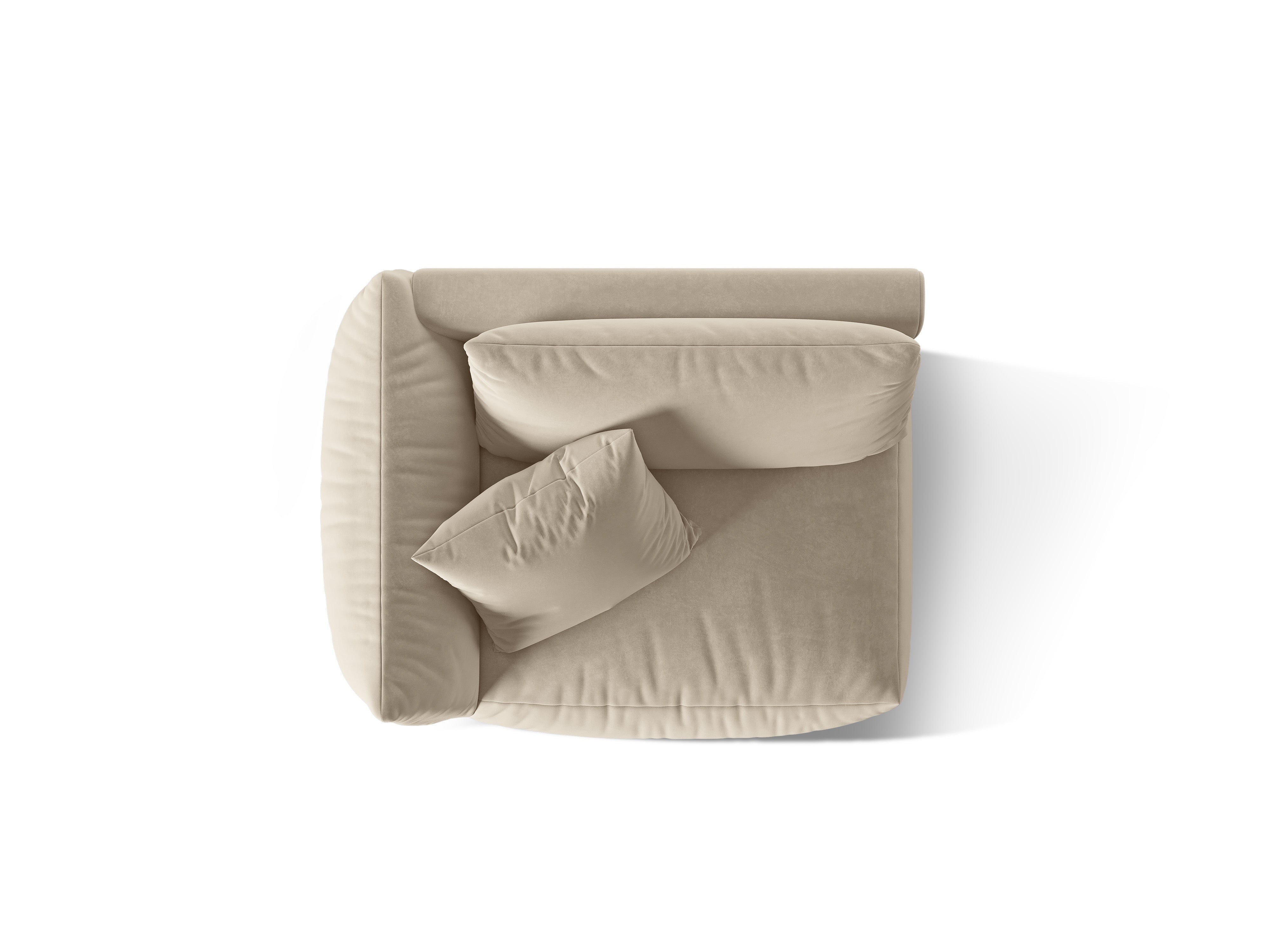 Modulares Samtsofa CHRIS - breites linkes Element ecru