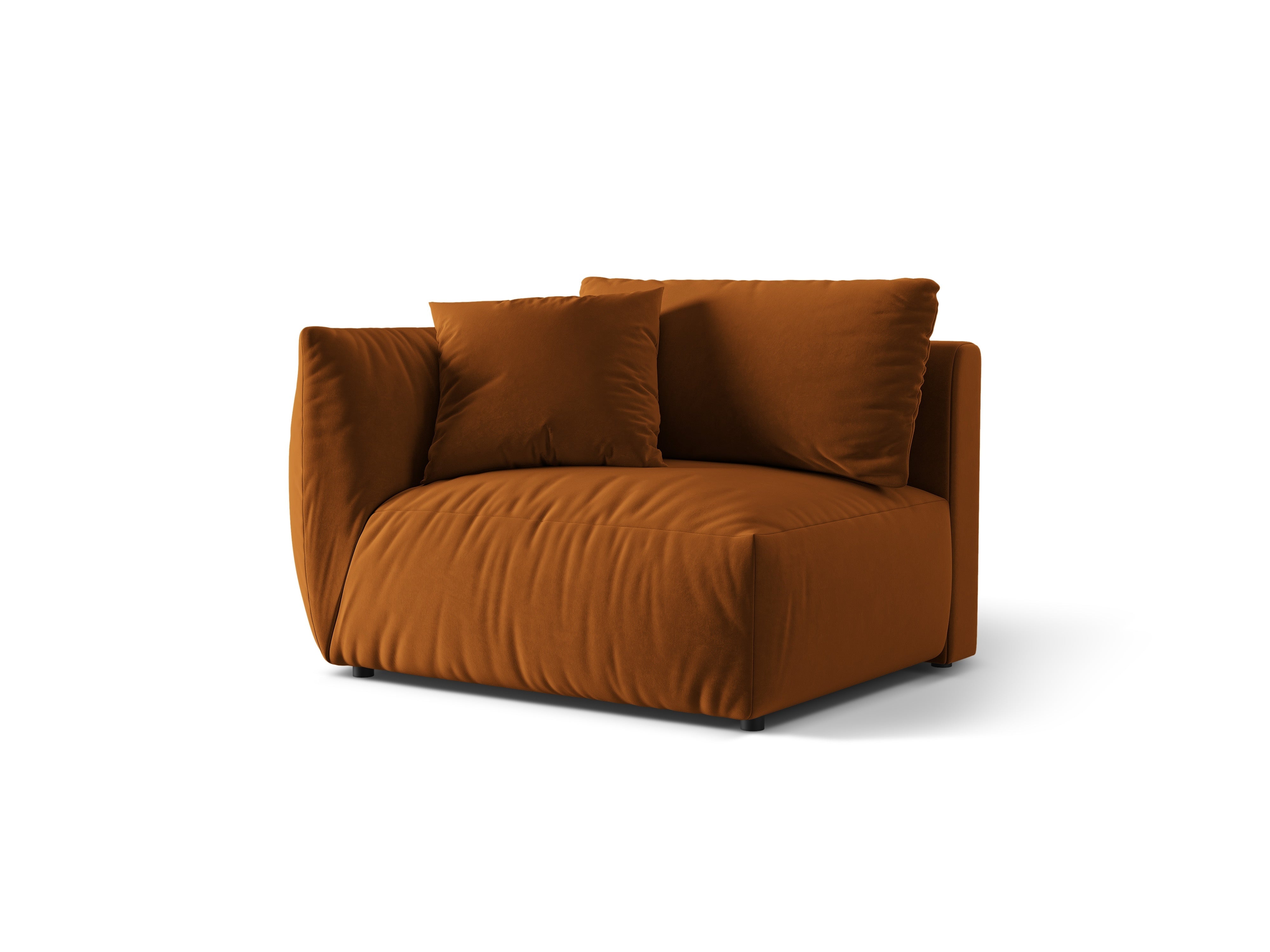 Modulares Samtsofa CHRIS - breites linkes Element Terrakotta