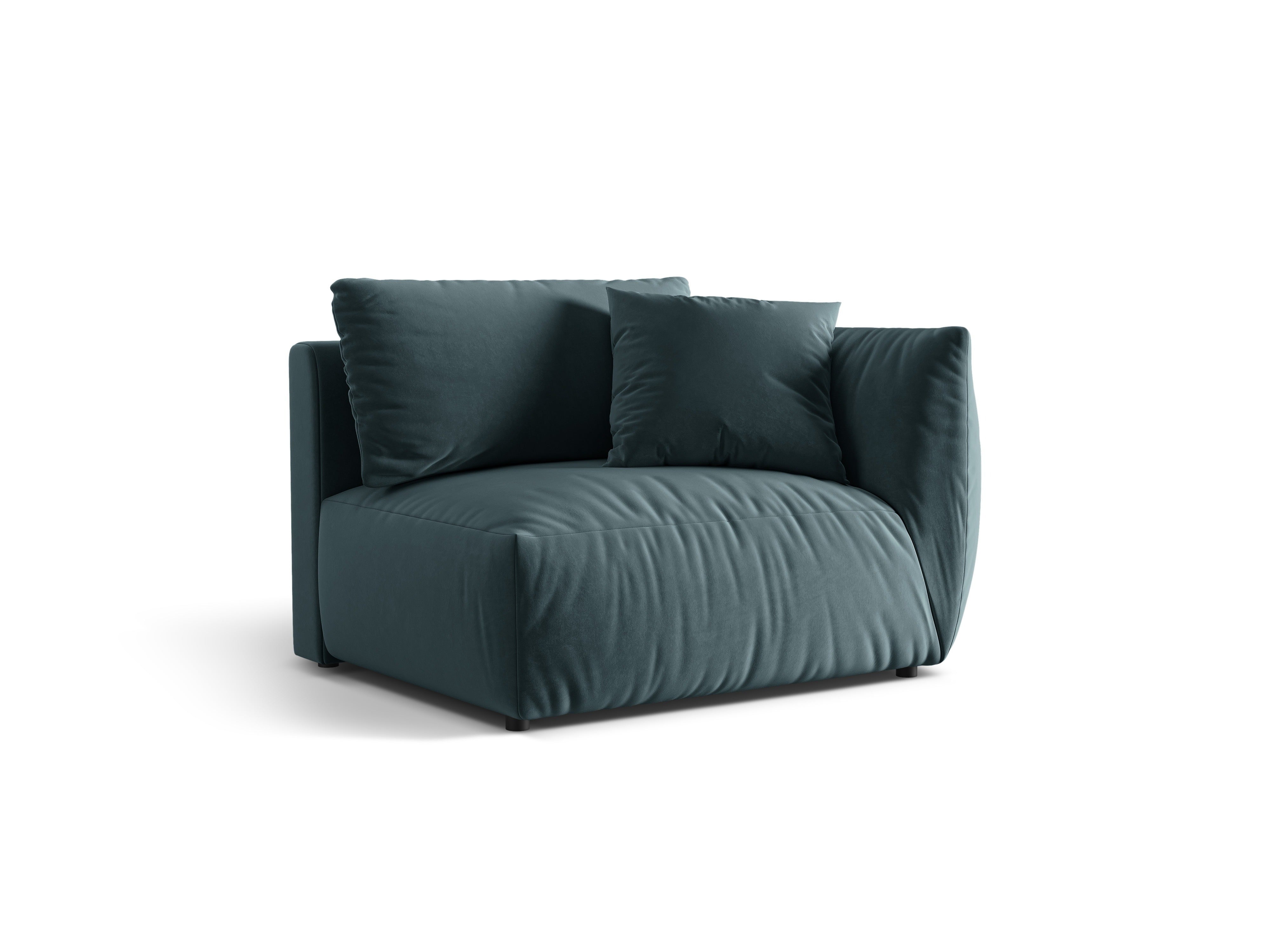 Modulares Samtsofa CHRIS - breites Element rechts in Hellblau
