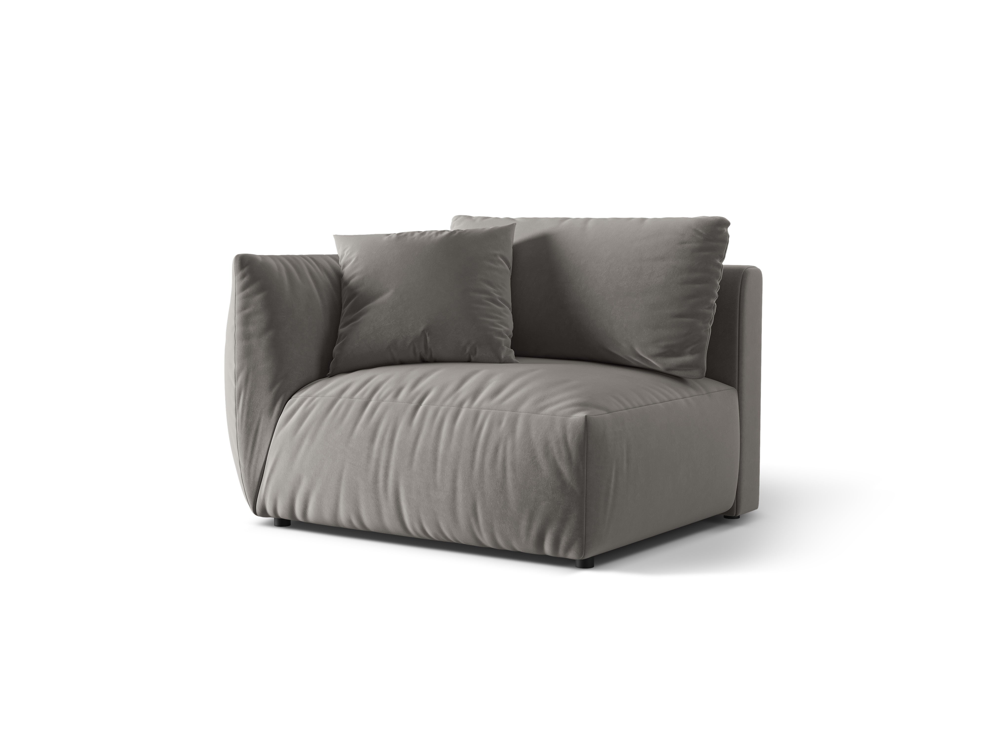 Modulares Samtsofa CHRIS - breites linkes Element in Grau
