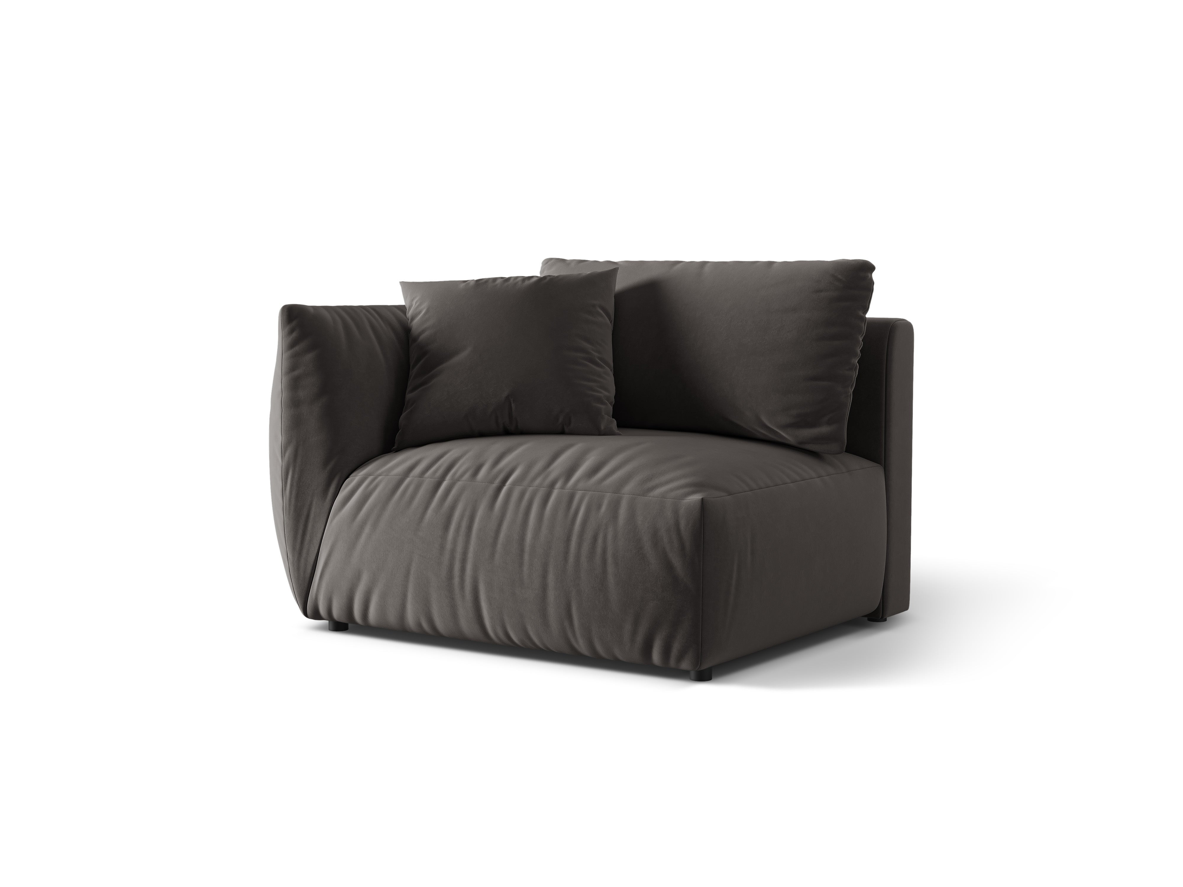 Modulares Samtsofa CHRIS - breites linkes Element in Dunkelgrau