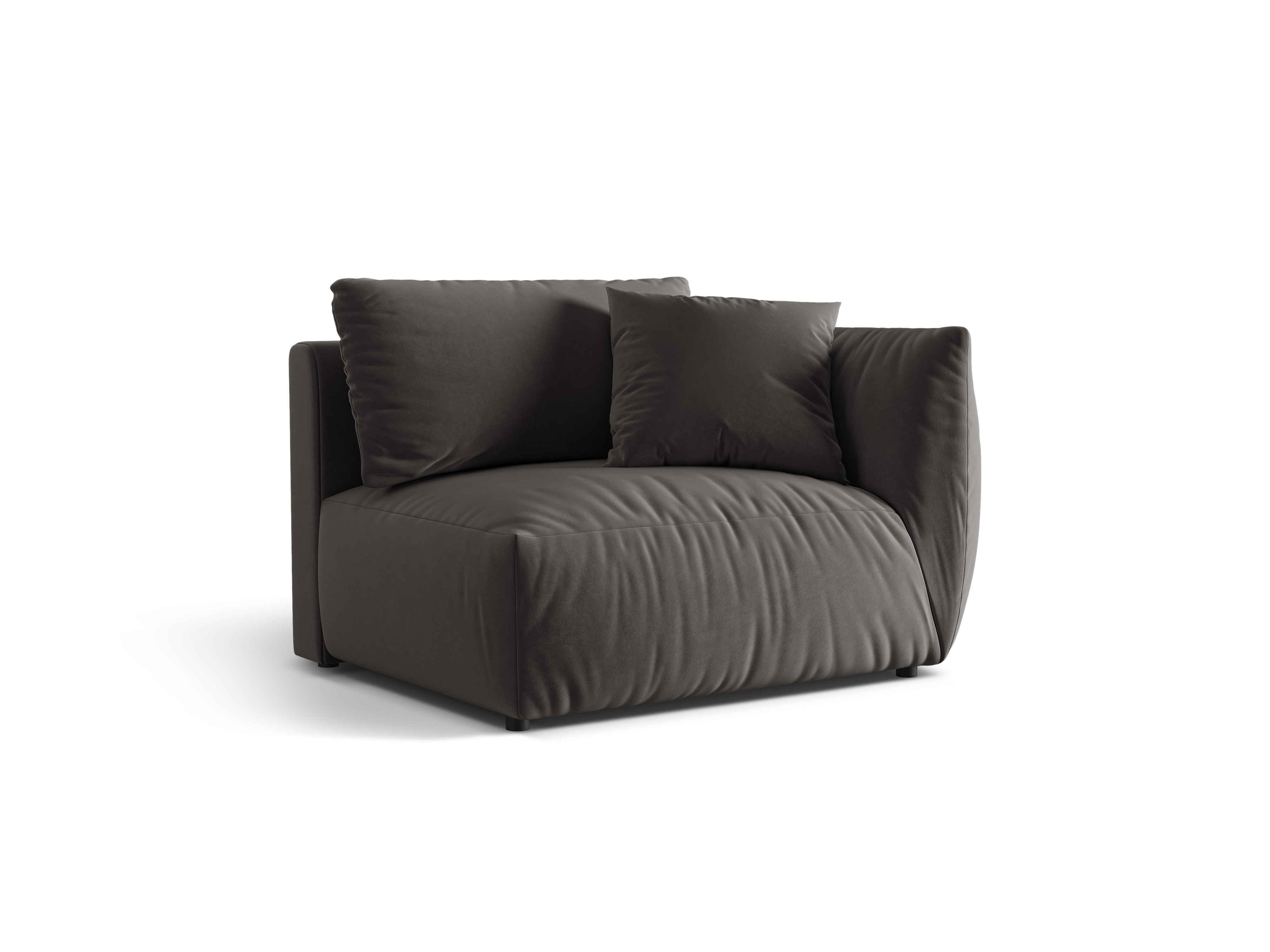 Modulares Samtsofa CHRIS - rechte Element in Dunkelgrau