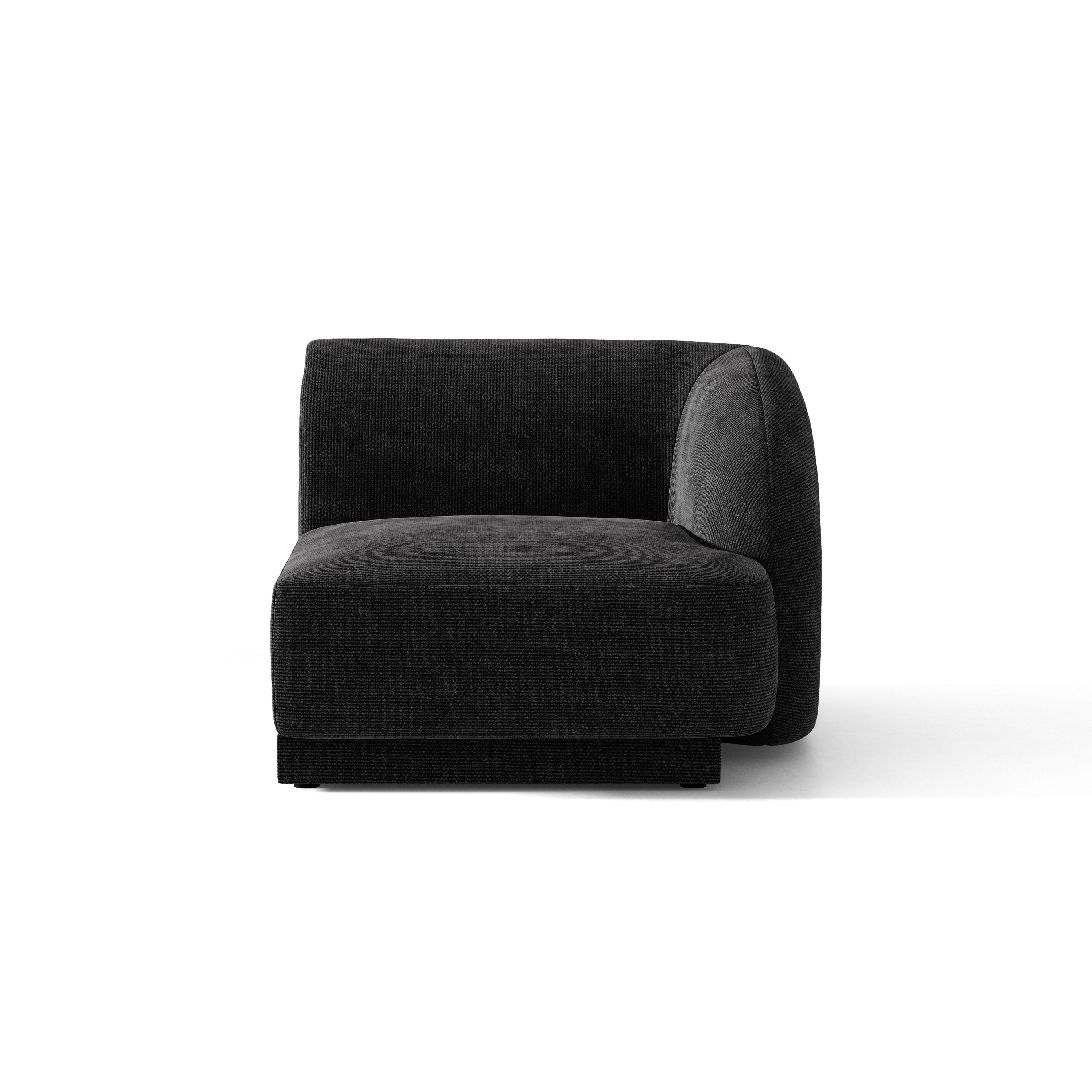 Modulares Sofa MILEY - rechtes Modul aus schwarzem, seidig schimmerndem Chenille