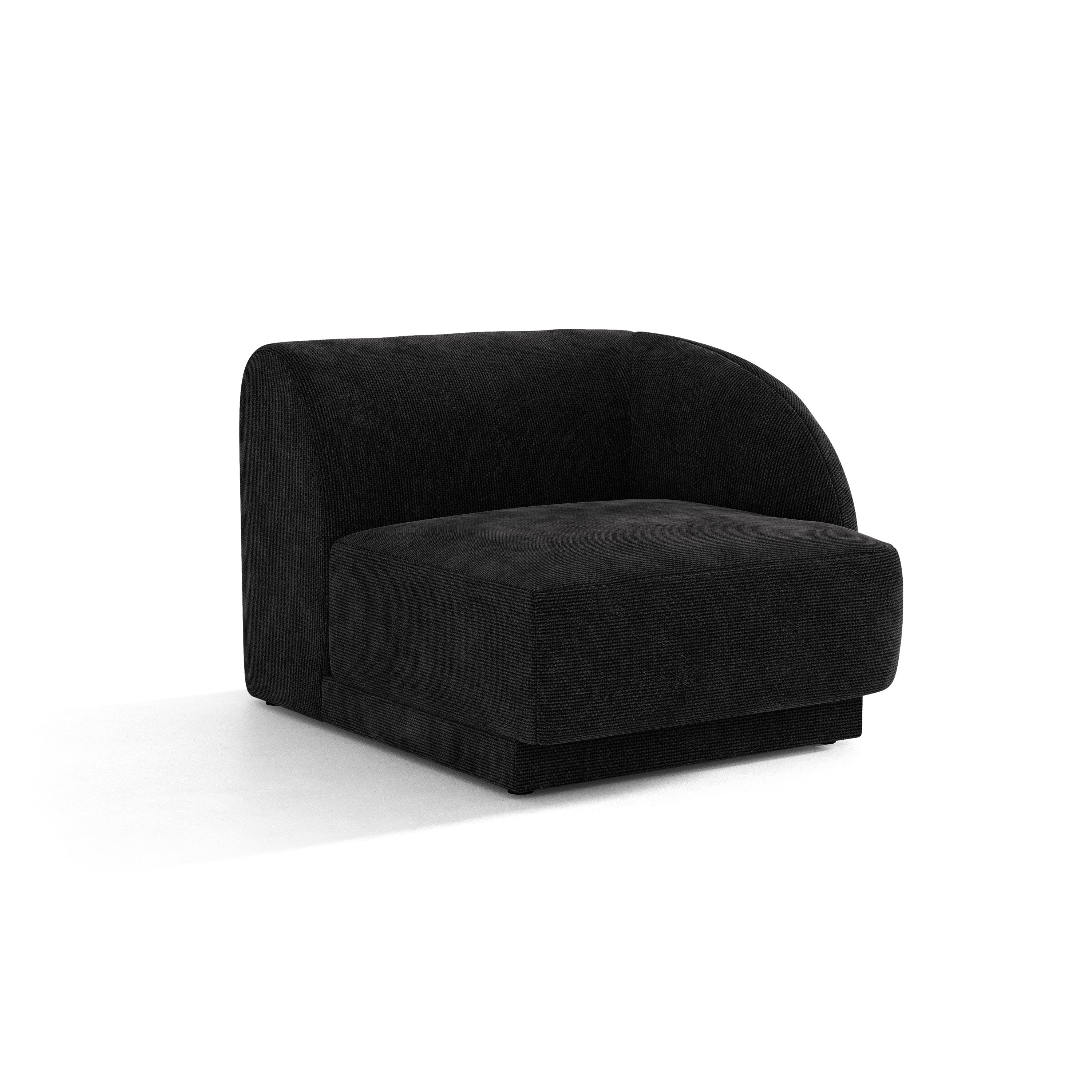Modulares Sofa MILEY - rechtes Modul aus schwarzem, seidig schimmerndem Chenille