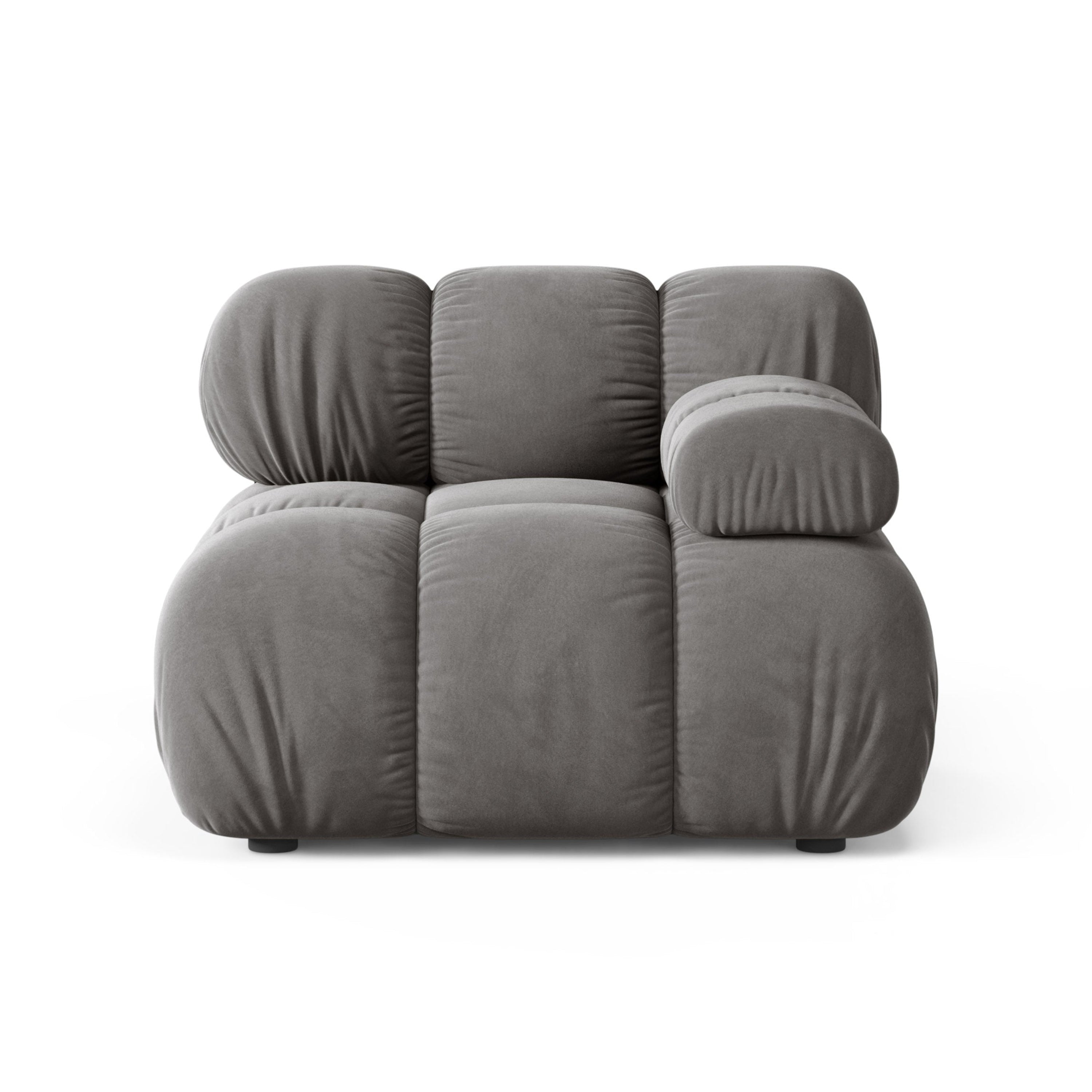 Modulares Samtsofa BELLIS - rechter Modul in Grau