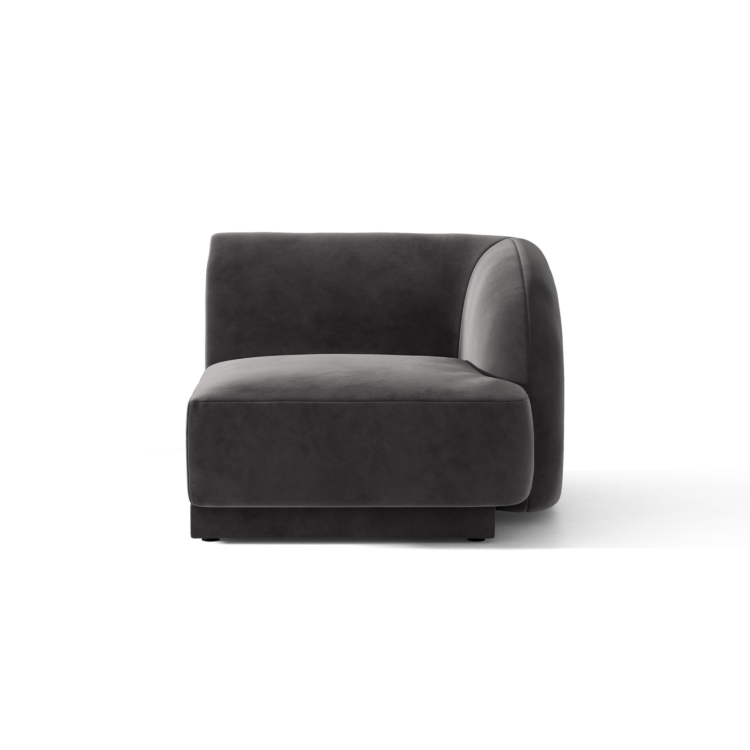Samt-Modulsofa MILEY - rechte Modul grau