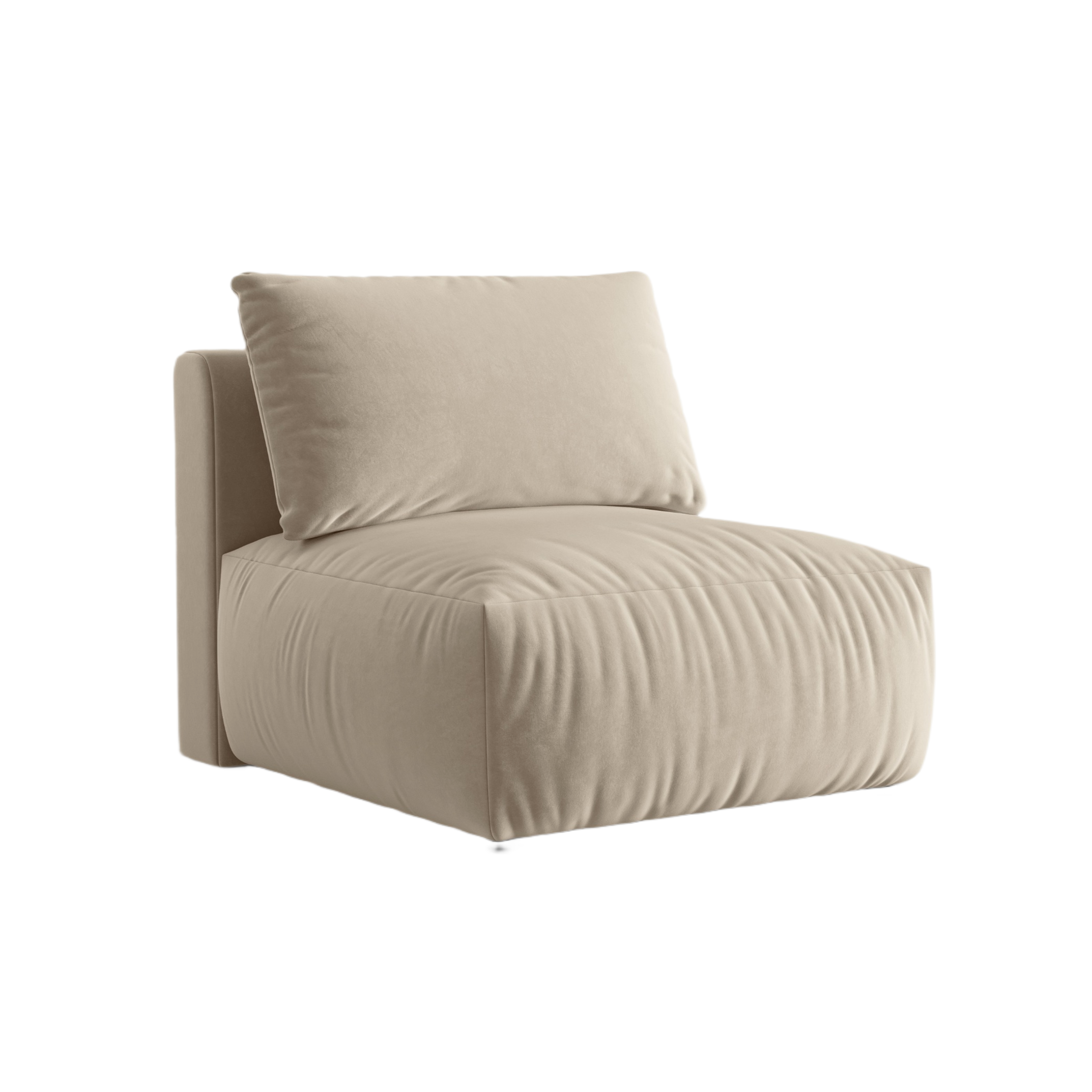 Samt-Modulsessel CHRIS - mittleres Element ecru