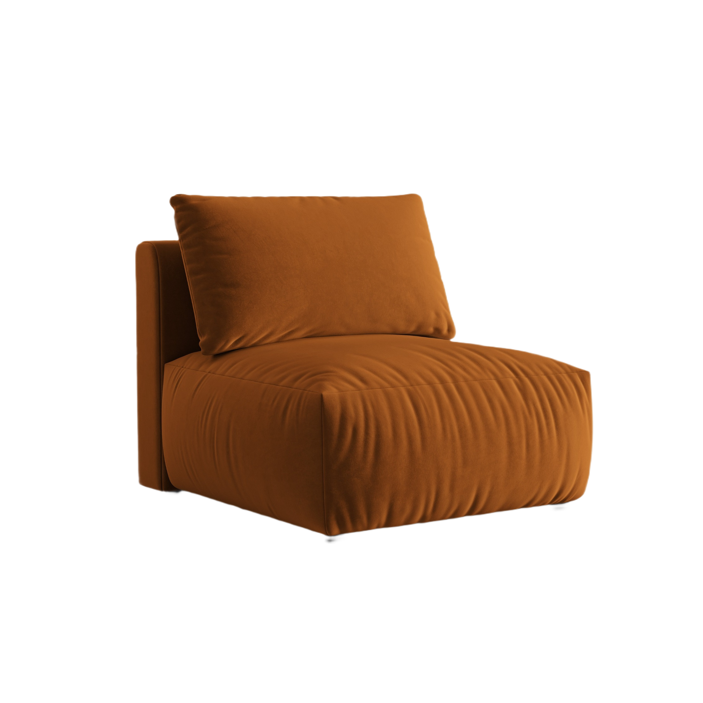 Modulares Samtsofa CHRIS - mittleres Element Terrakotta