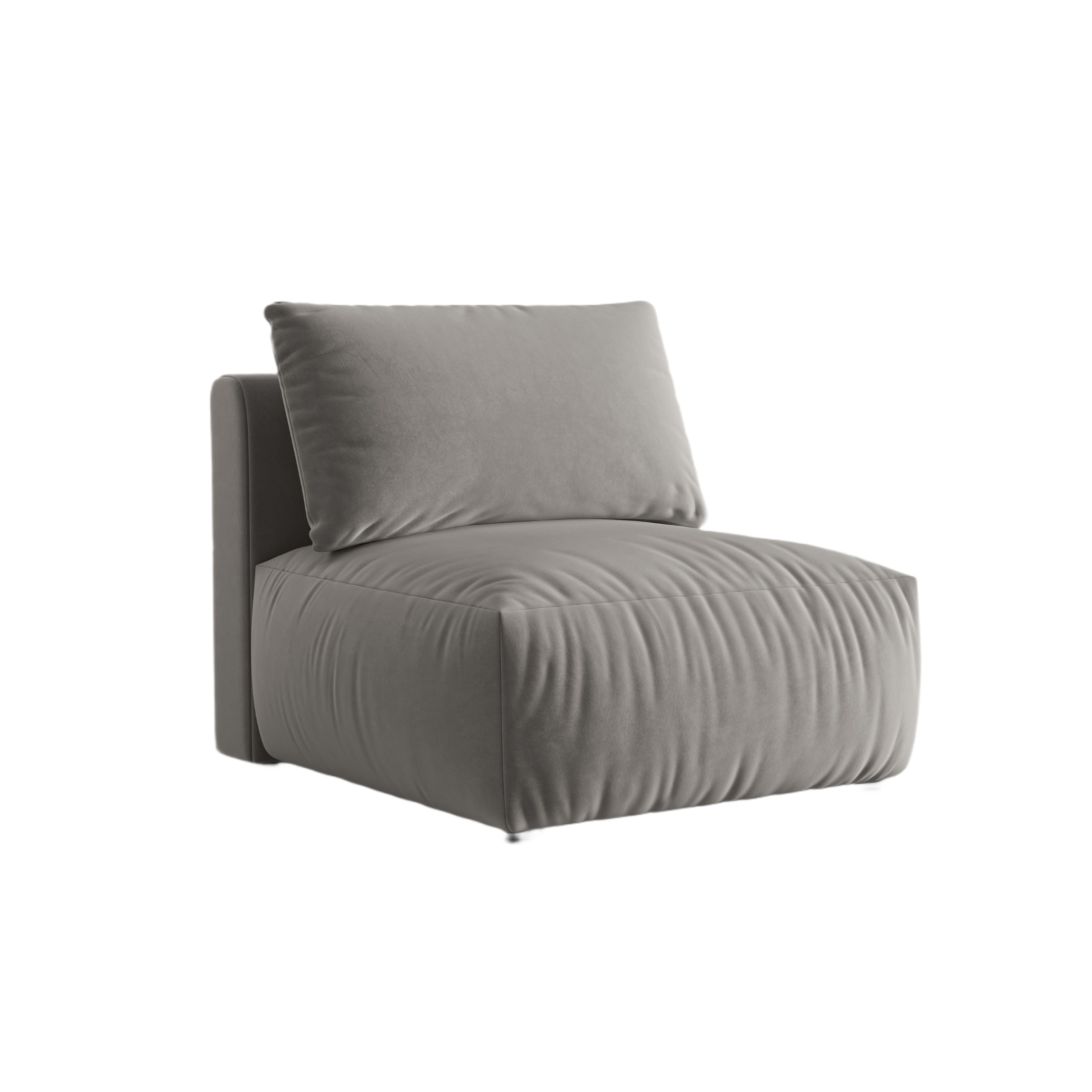 Modulares Samtsofa CHRIS - mittleres Element grau