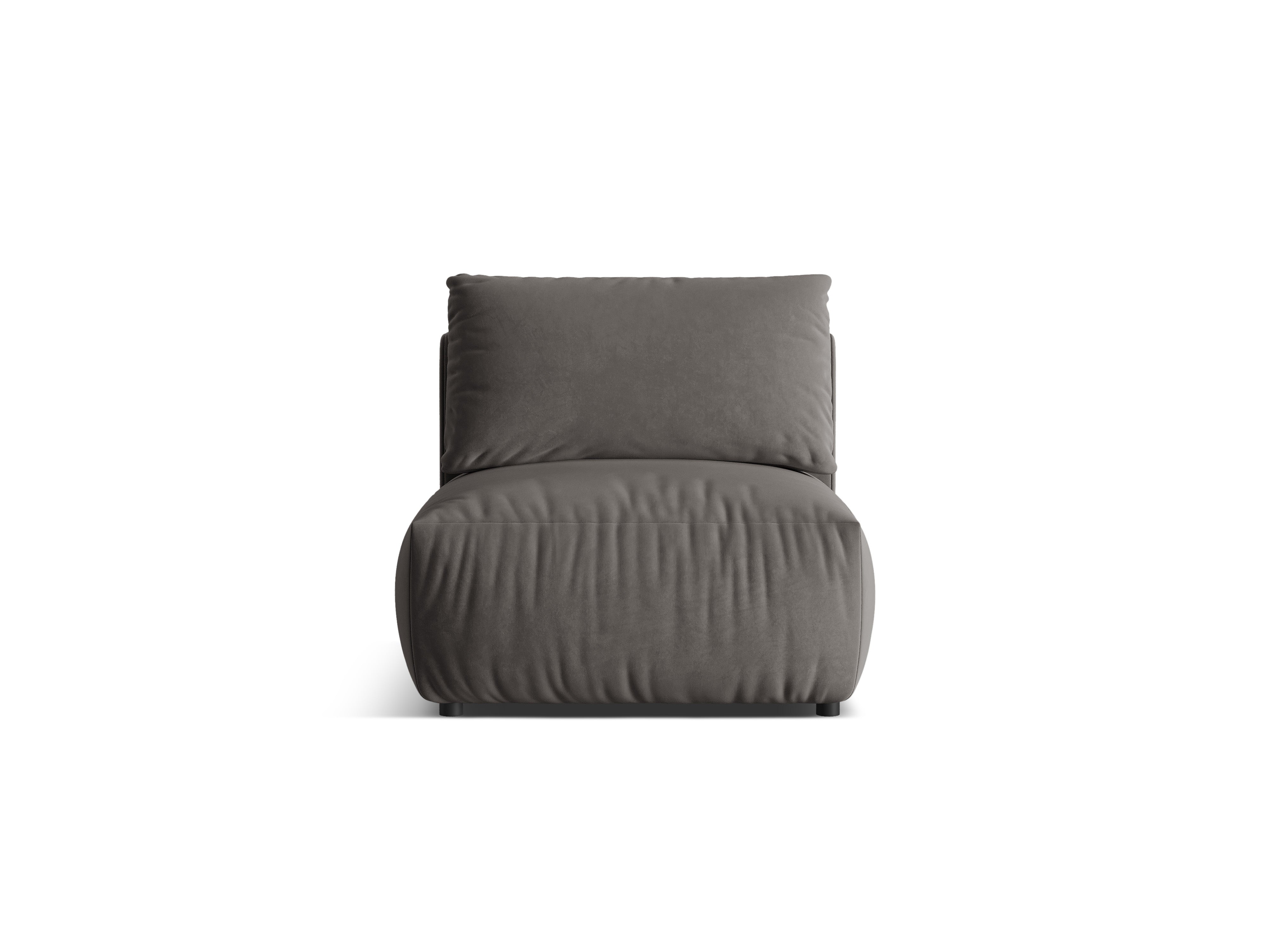 Modulares Samtsofa CHRIS - mittleres Element in Dunkelgrau