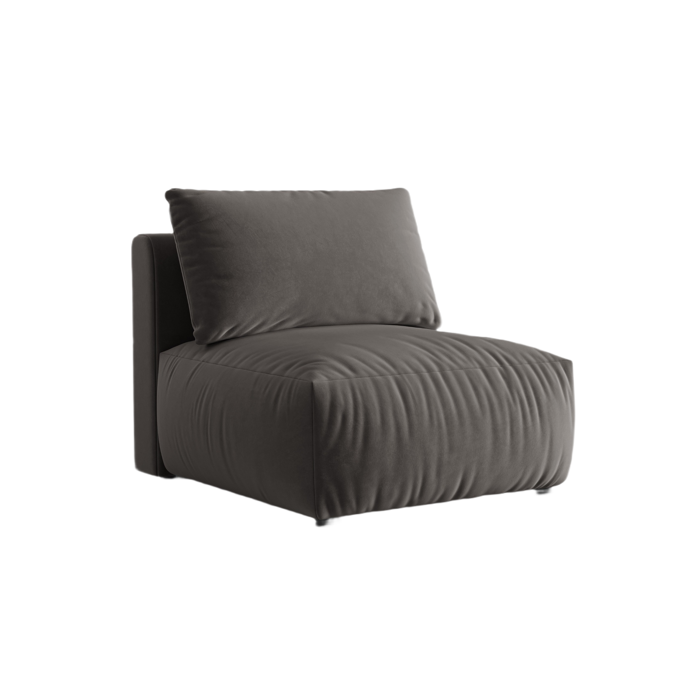 Modulares Samtsofa CHRIS - mittleres Element in Dunkelgrau