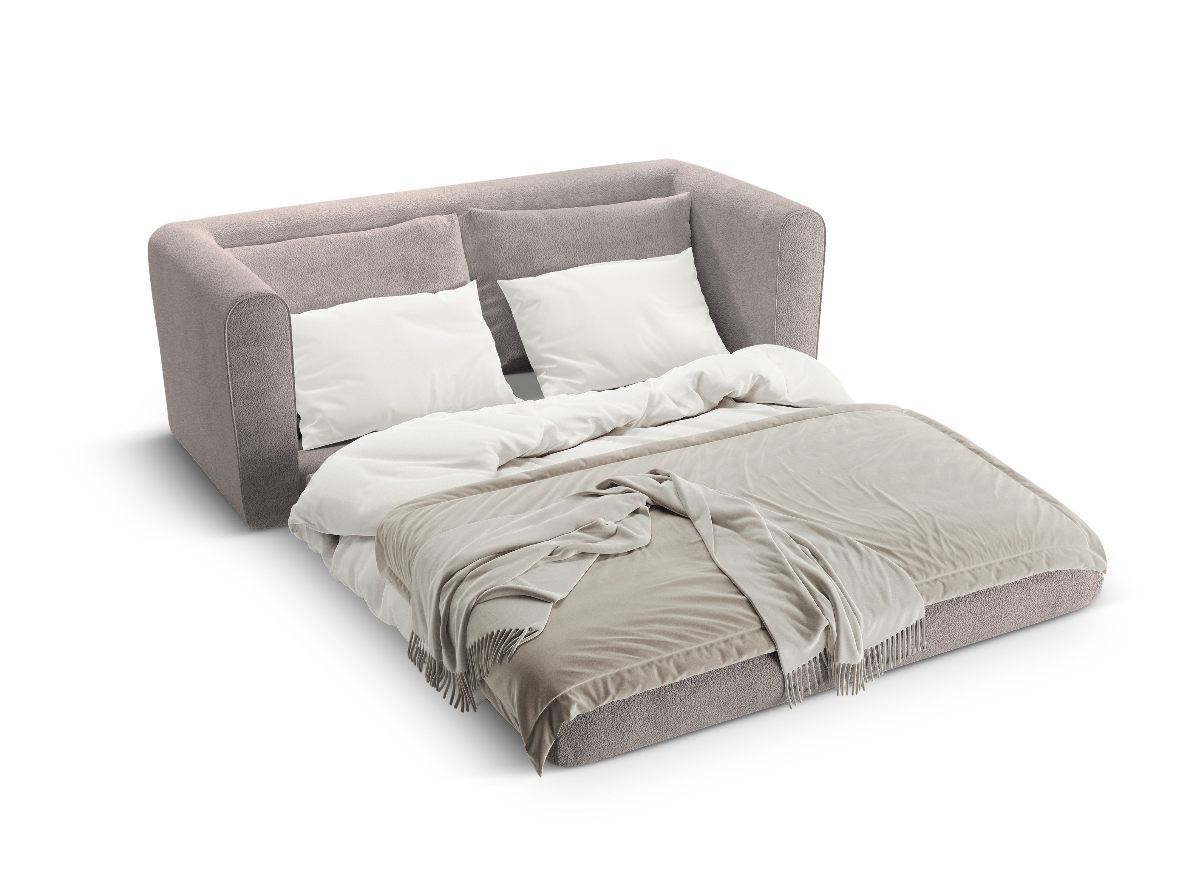 2-Seater Sofa with Sleeping Function LIDO Warm Gray Boucle