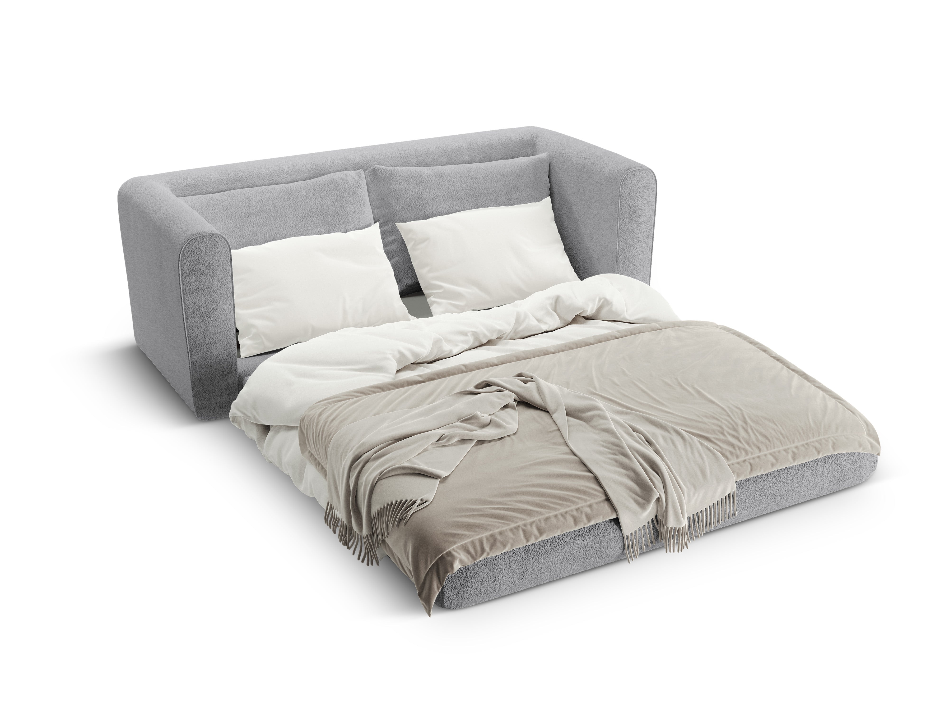 Sofa 2-sitzig mit Schlaffunktion LIDO graues Boucle