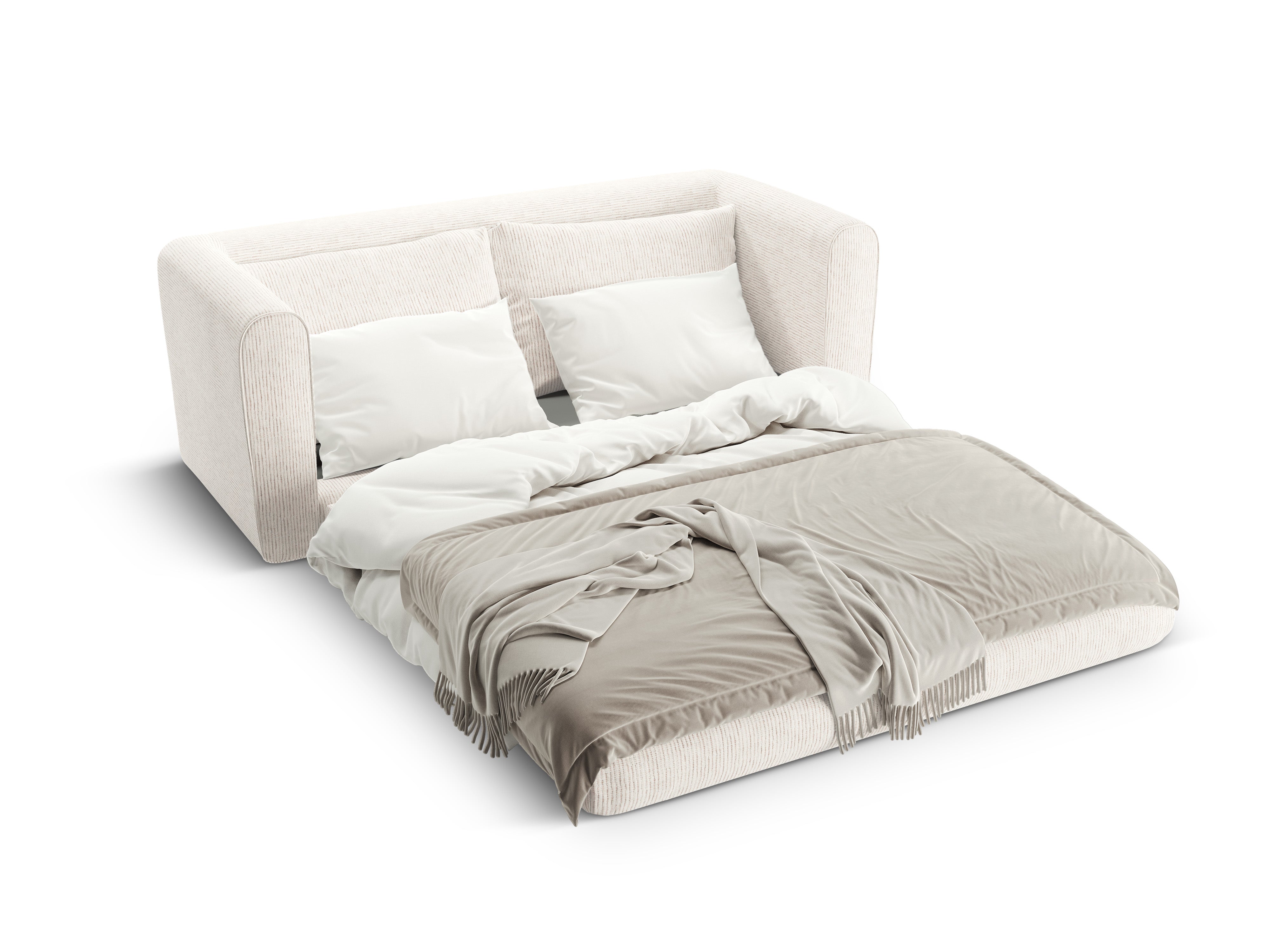 Sofa 2-sitzig mit Schlaffunktion LIDO hellbeige Melange