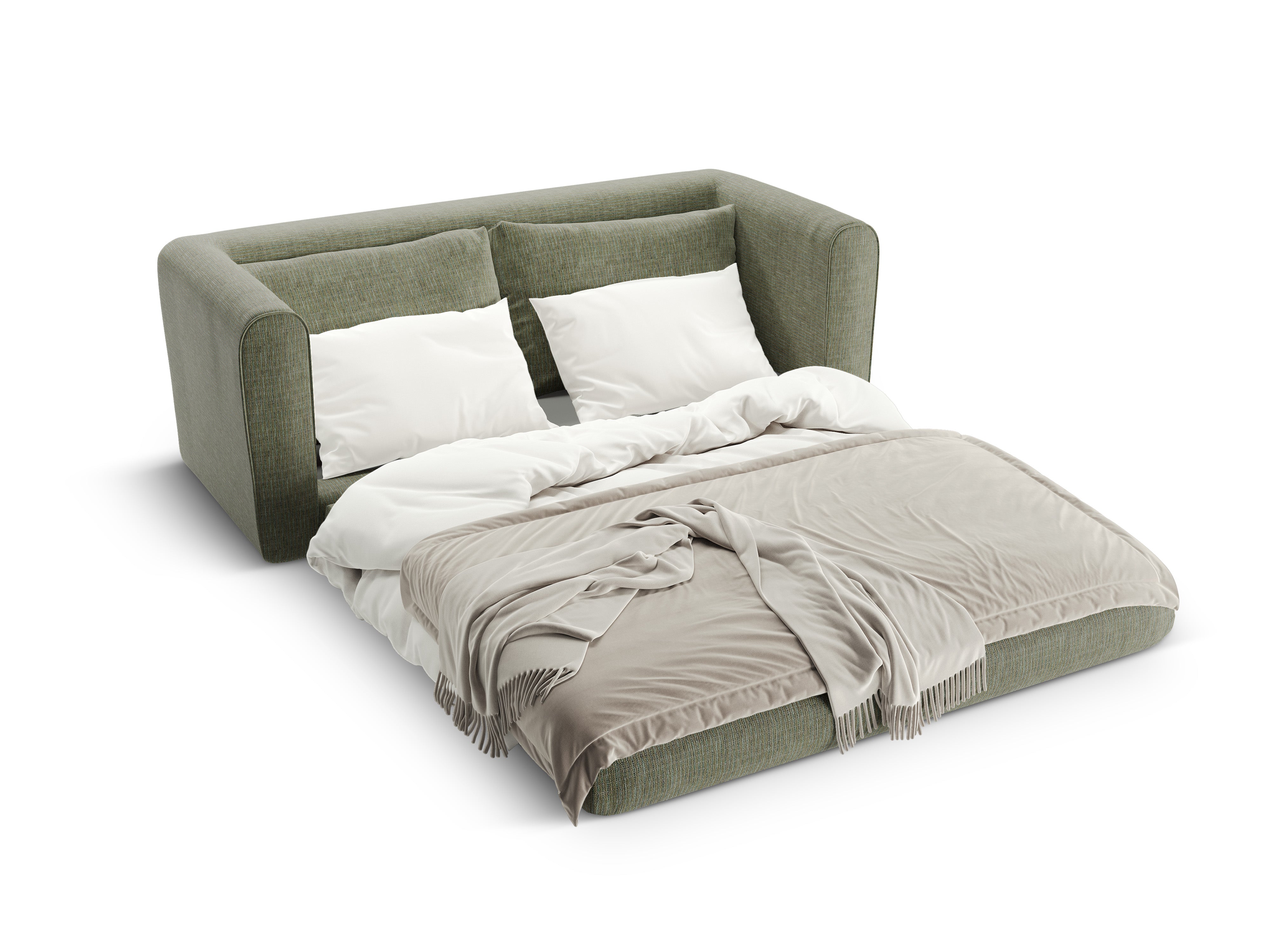 Sofa 2-Sitzer mit Schlaffunktion LIDO olivgrün meliert